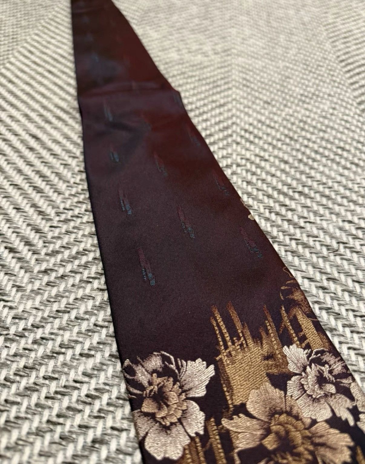 Jean Paul Gaultier Jean Paul Gaultier JPG Homme Burgundy Dark Pattern Tie K24 Size ONE SIZE - 3 Thumbnail
