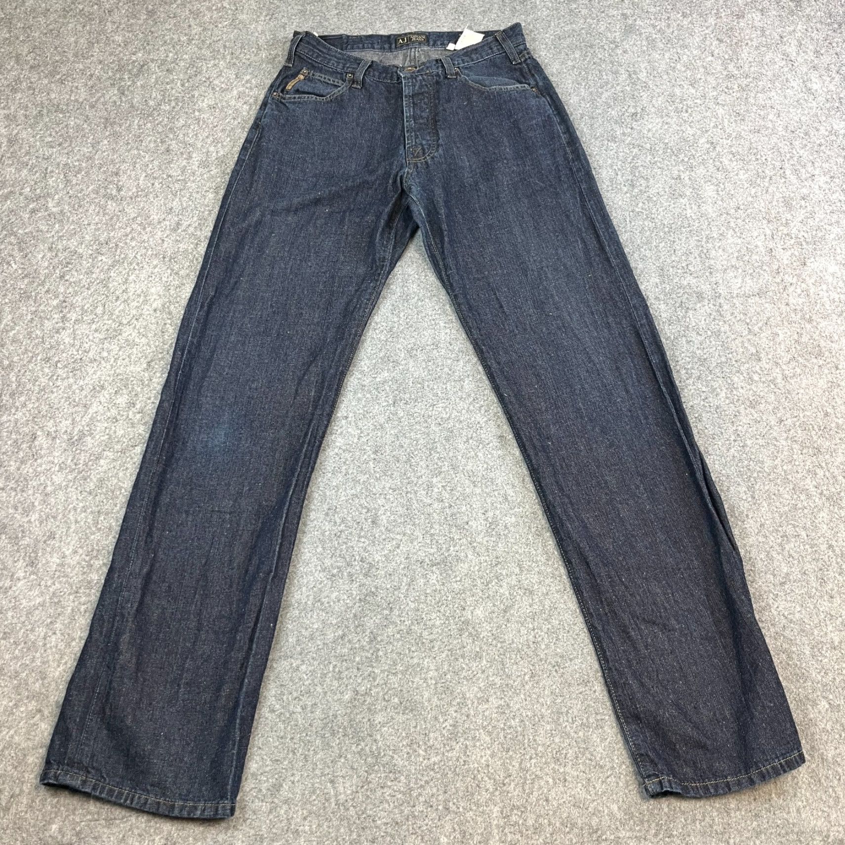 Vintage Armani Jeans Jeans Regular Straight 30 32 Blue Indigo Denim 5-Pocket Logo Button Vintage No Mens 30 in Dark Wash Indigo Denim Size US 30 / EU 46 - 2 Thumbnail