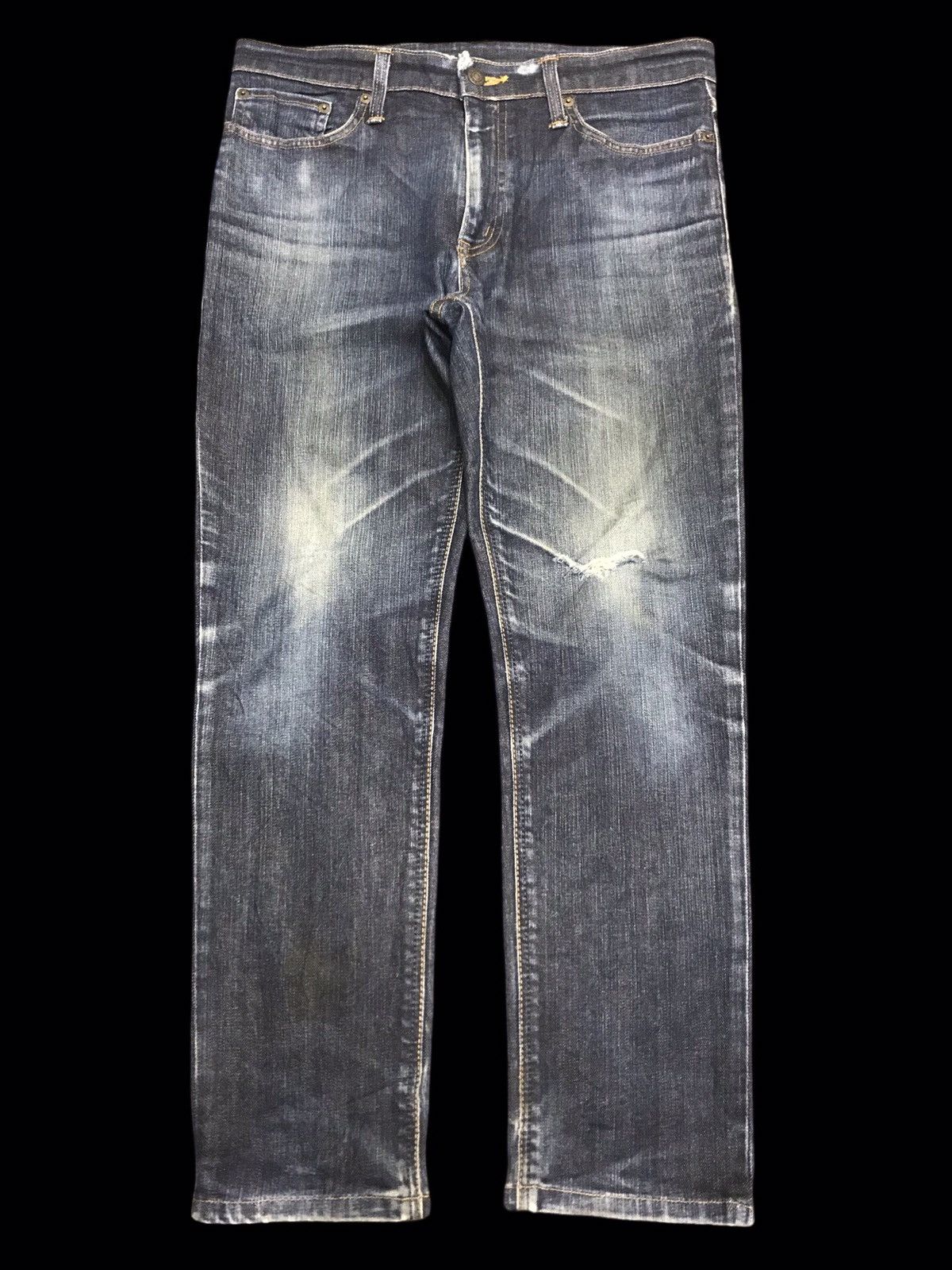 Edwin × Japanese Brand 💥EDWIN 503 Stretchable Slim Fit Distressed Denim F192 Size US 33 - 1 Thumbnail