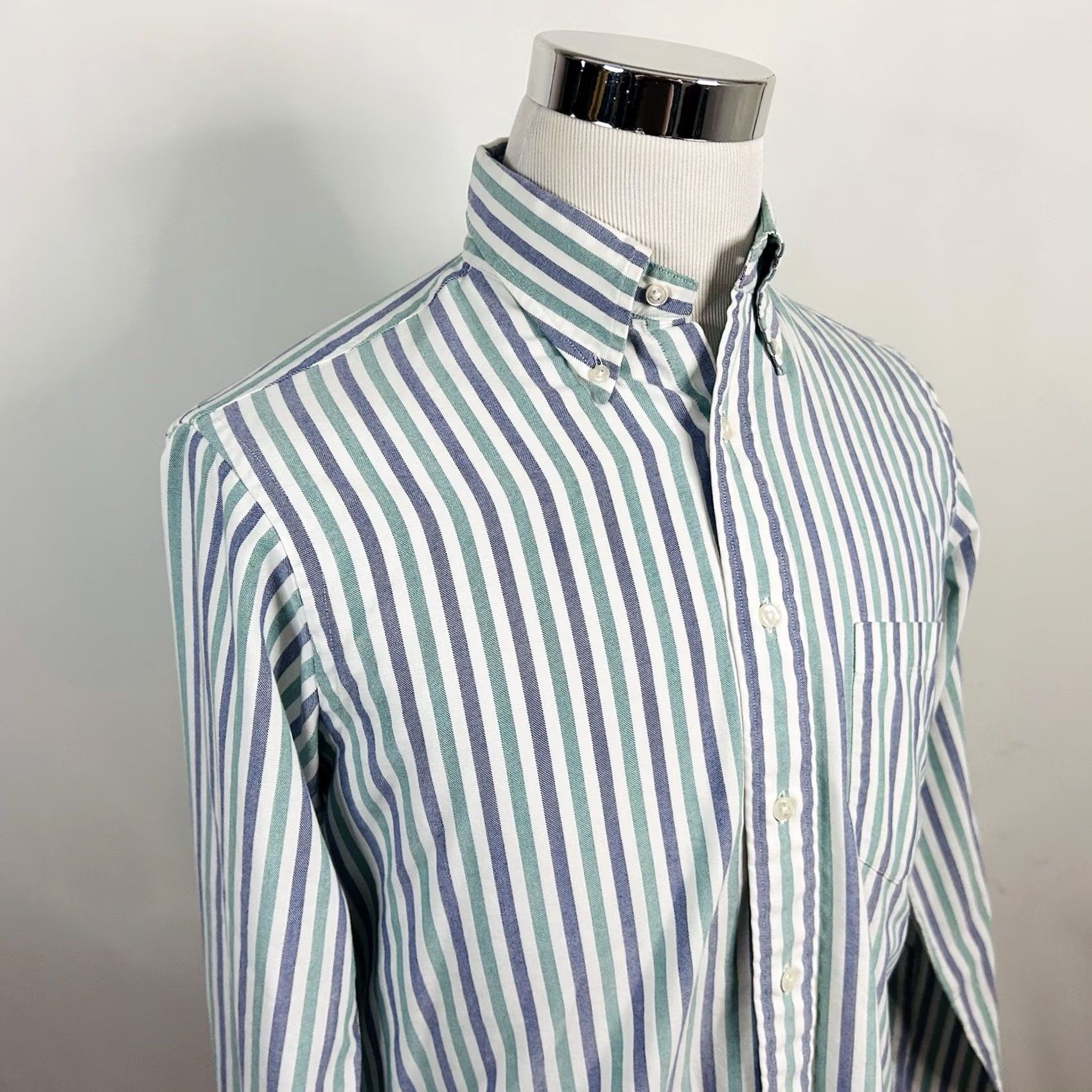 Gant GANT 15.5 35 Oxford Club Dress Shirt Blue Green Striped Button Down Cotton Blend Mens Size 42R - 2 Thumbnail