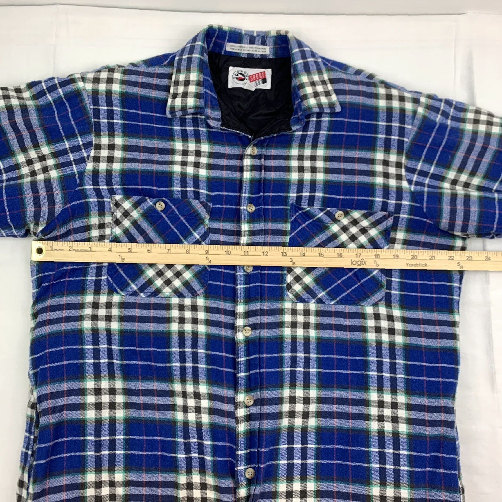 Arrow VINTAGE Arrow Sport Quilted Flannel Shirt Long Sleeve Button Up Adult Large Blue Shirt Mens Size US L / EU 52-54 / 3 - 7 Thumbnail