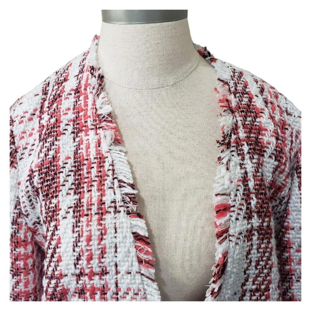 Designer CT1106 Halogen Ladies Fringed Open Blazer with Pockets Size M / US 6-8 / IT 42-44 - 2 Thumbnail