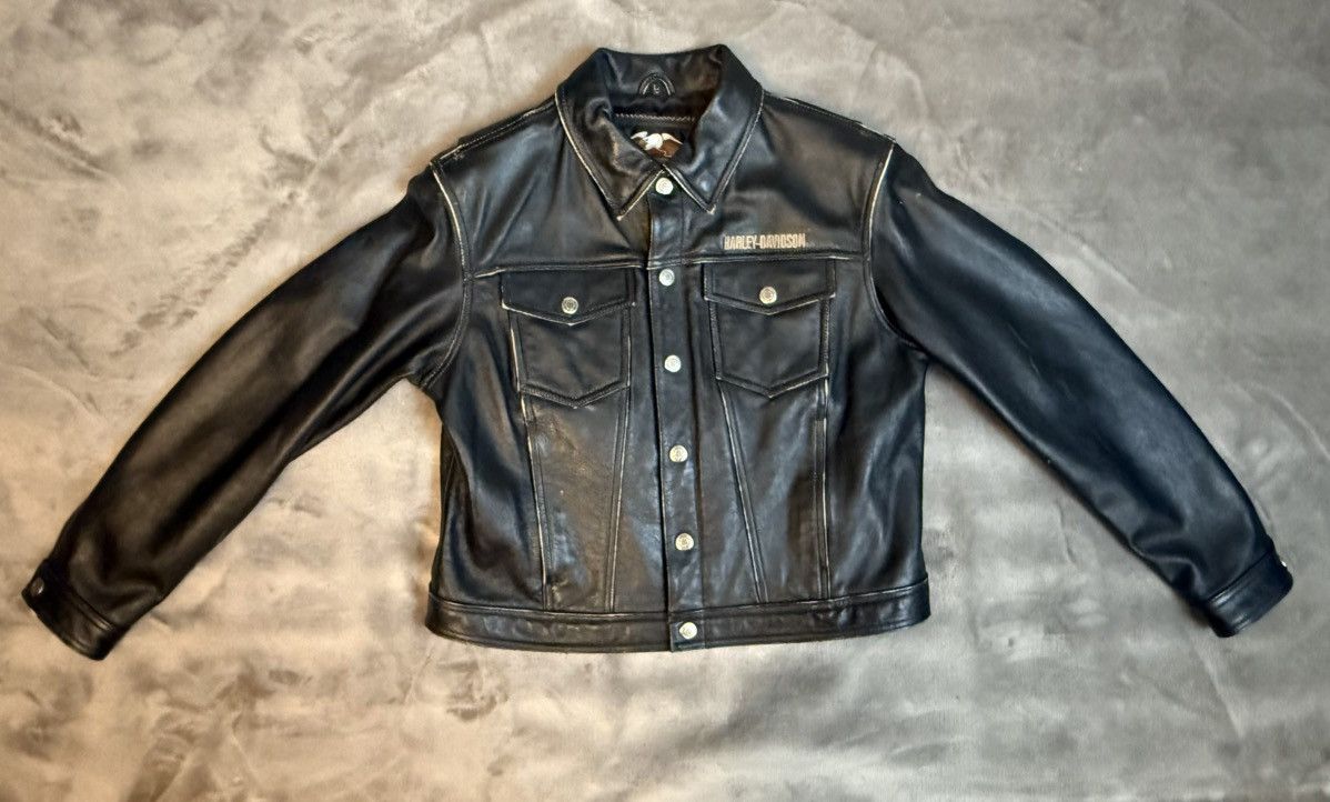 Harley Davidson Woman’s Harley Davidson Trucker/Motoclcle Jacket Blk Lg VTG Size L / US 10 / IT 46 - 2 Thumbnail