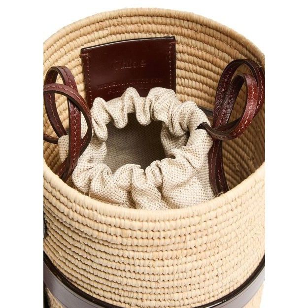 Chloe Chloe Kerala 25 Dark Ebony Raffia-Effect Leather Bucket Bag Size ONE SIZE - 6 Thumbnail