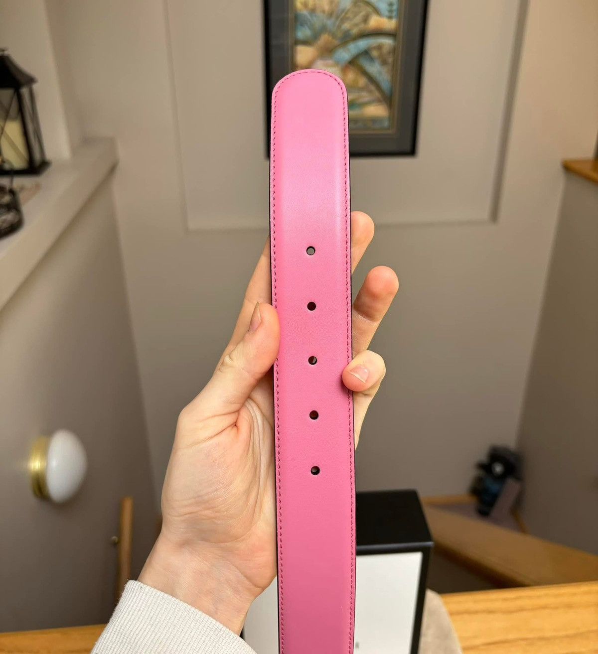 Gucci Gucci Pink / Silver Leather GG Belt Size 34 - 3 Thumbnail