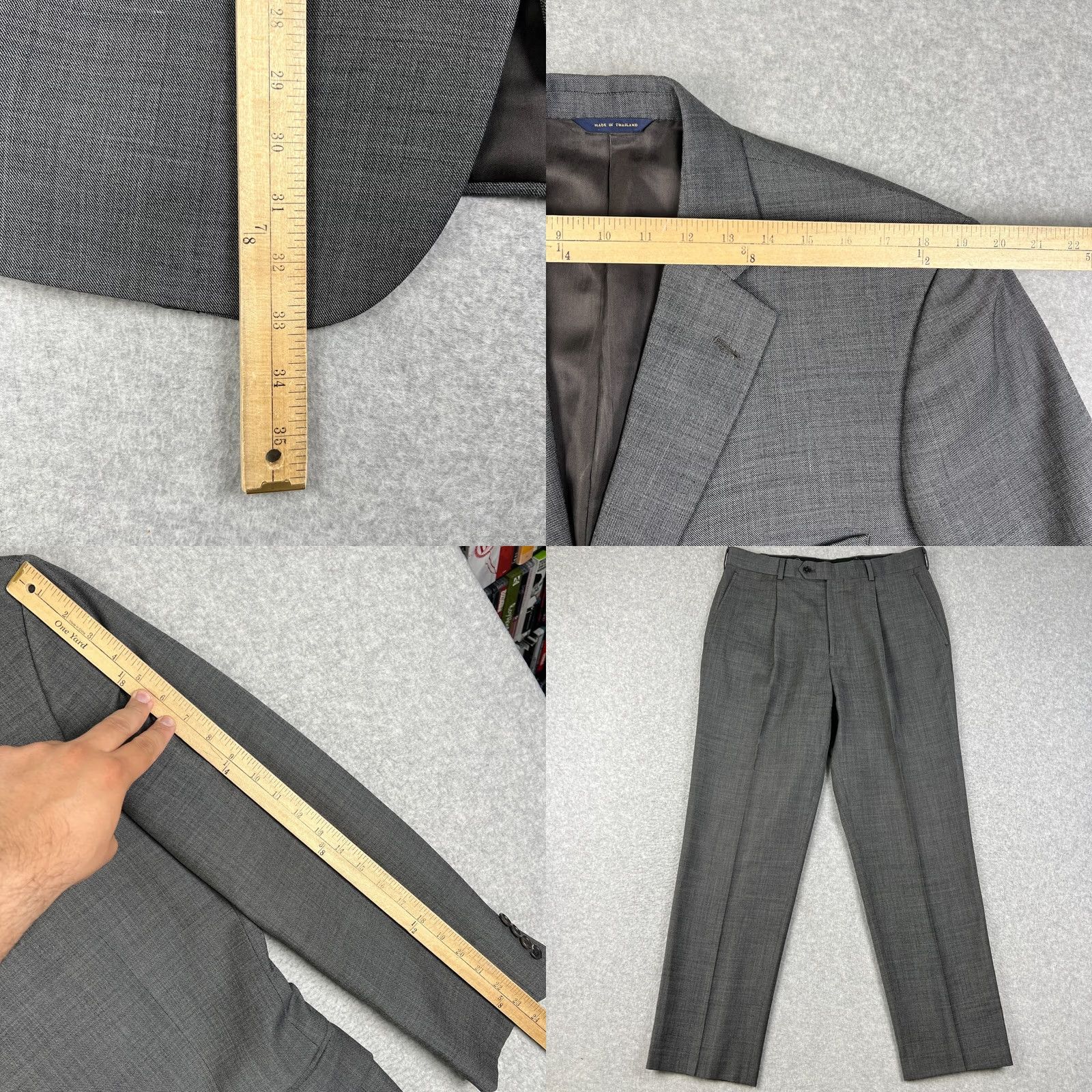 Brooks Brothers Brooks Brothers Wool Suit Coat Blazer Pants Set 44R Mens 34x30 Grey Pleated 2 Piece Classic Wool Suit Mens Gray Formal Size 44R - 8 Thumbnail
