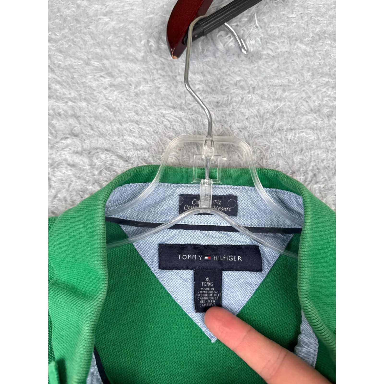 Tommy Hilfiger Tommy Hilfiger Polo Shirt Men XL Green 100% Cotton Slim Fit Button Collar Short Sleeve Size US XL / EU 56 / 4 - 7 Thumbnail
