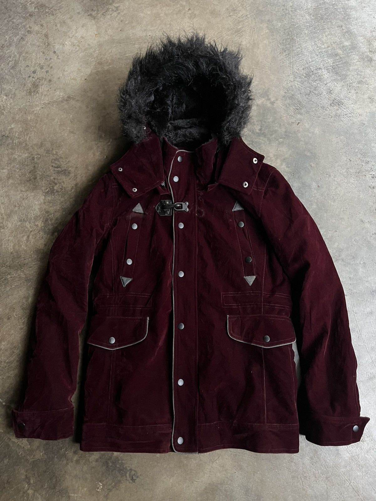 JAPANESE SEMANTIC DESIGN VELVET FUR BONDAGE JACKET VKEI PUNK