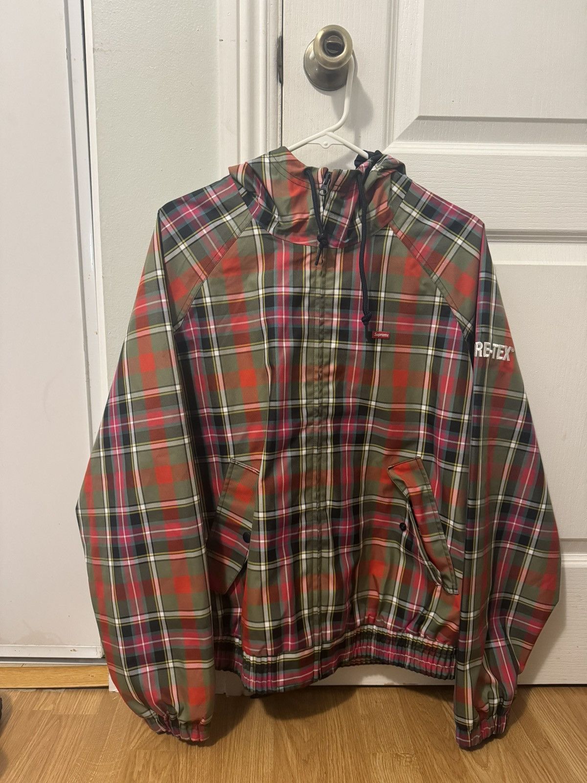 Supreme GORE-TEX Hooded Harrington Jacket Olive Plaid