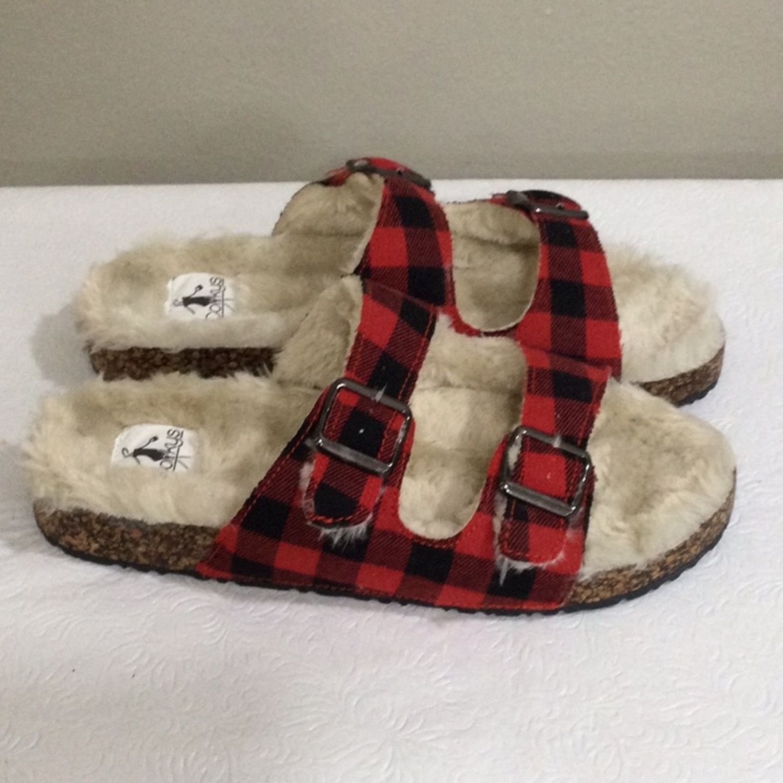 Other Corkys Laid Back Plaid Fur Lined Slip On Sandles 10 NWOT Size US 10 / IT 40 - 5 Thumbnail