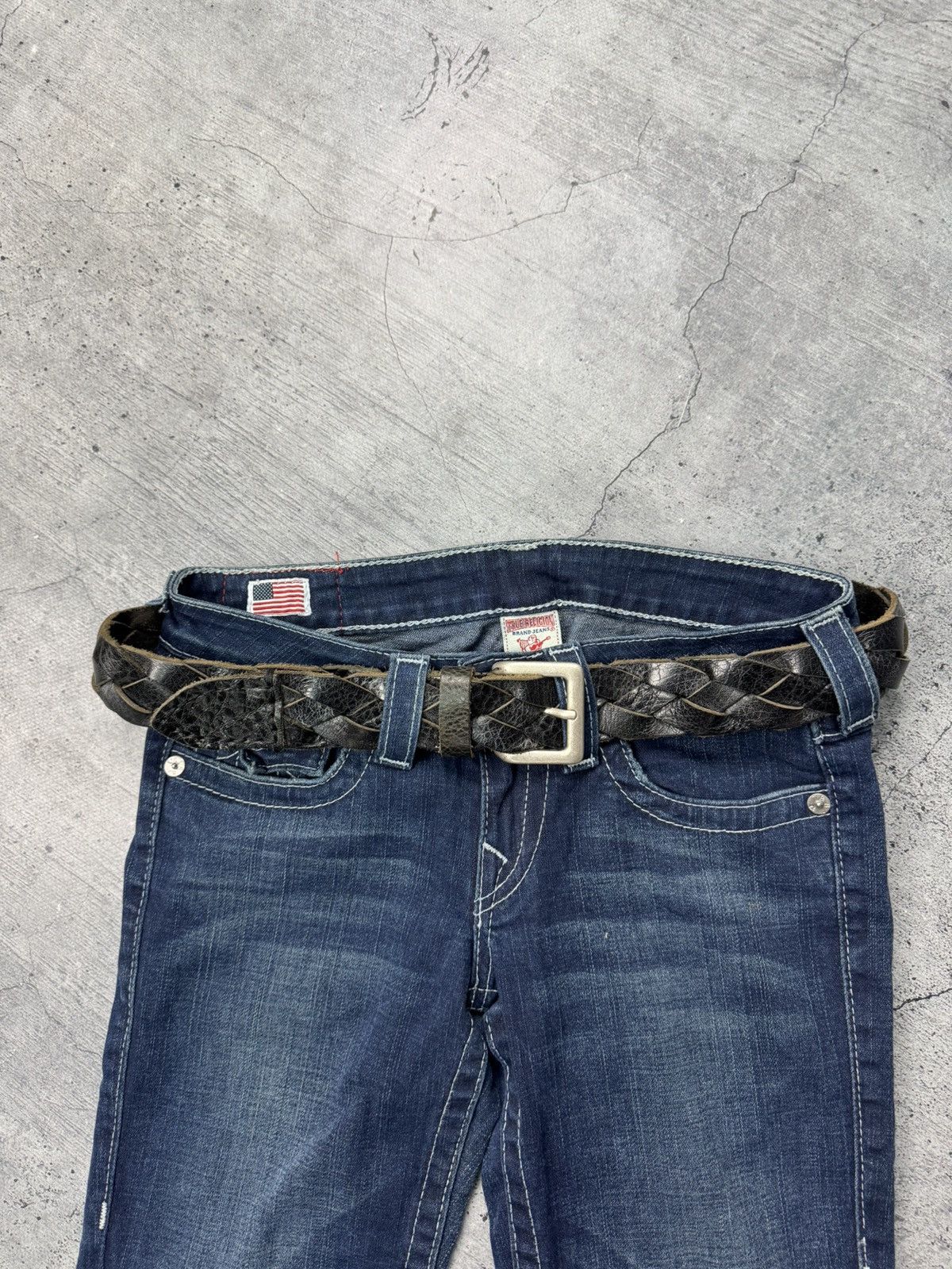 Genuine Leather Y2K Avant Garde textured Japanese real leather belt OS 113cm Size ONE SIZE - 3 Thumbnail