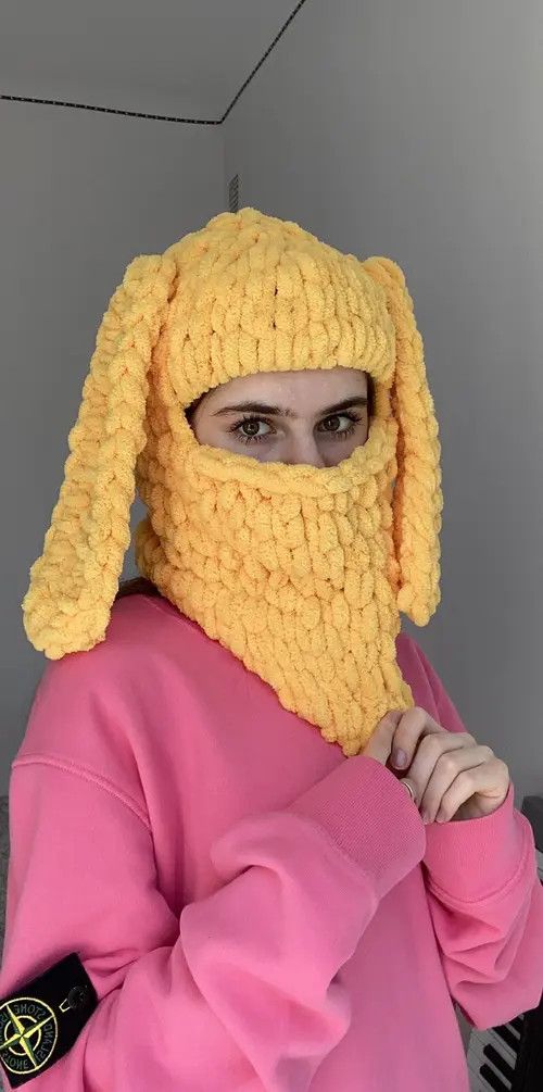 Handmade Knitted Balaclava Bunny Style Tiktok