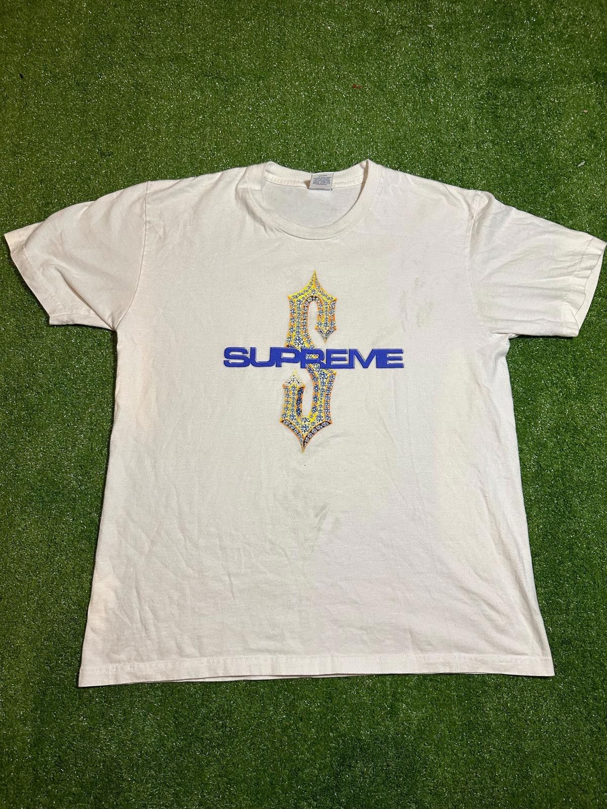 Supreme Supreme White Graphic T-Shirt with Blue and Yellow Diamonds Size ONE SIZE - 1 Thumbnail