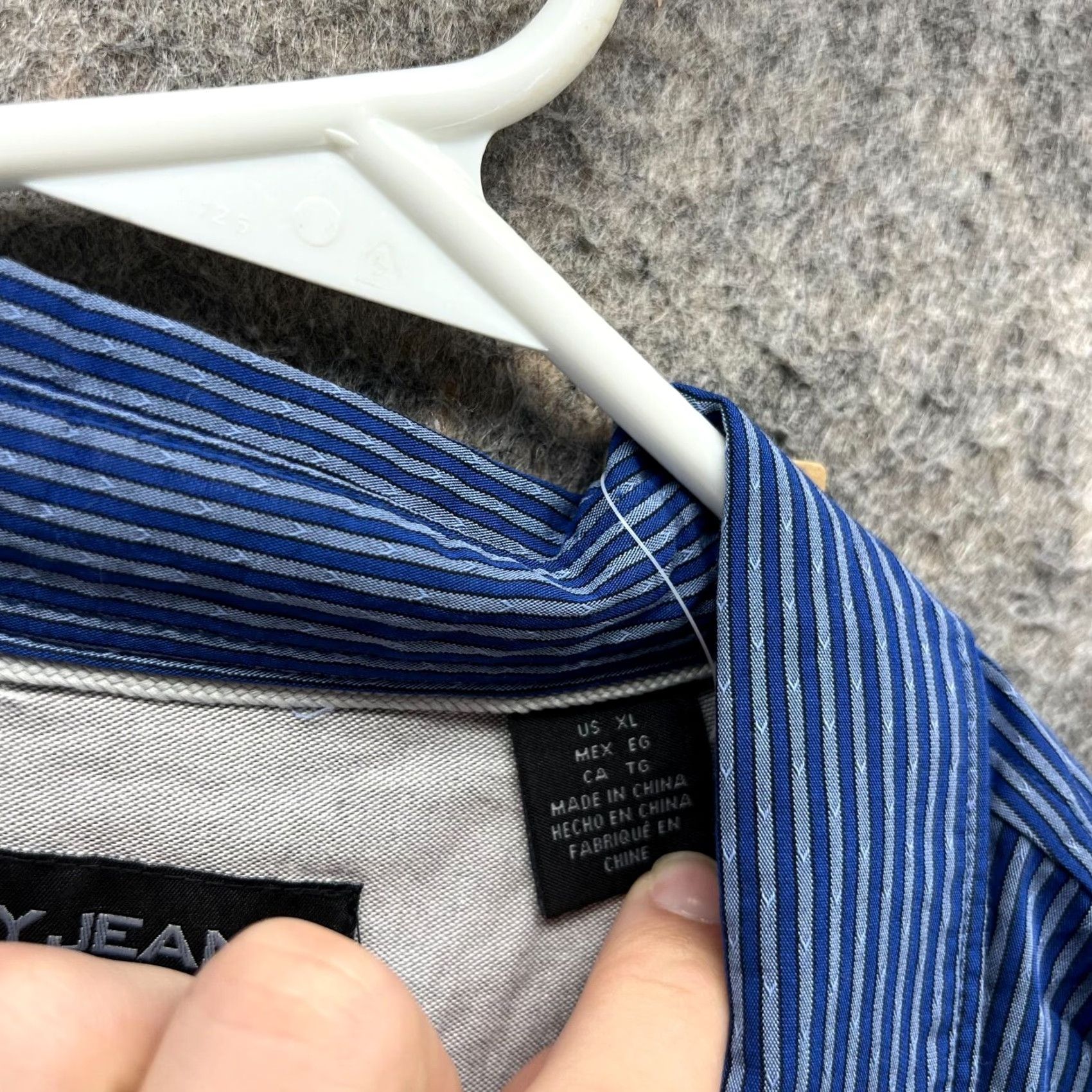 DKNY DKNY Shirt Men XL Blue Button-Down Striped Slim Fit Dress NEW Size 46R - 4 Thumbnail
