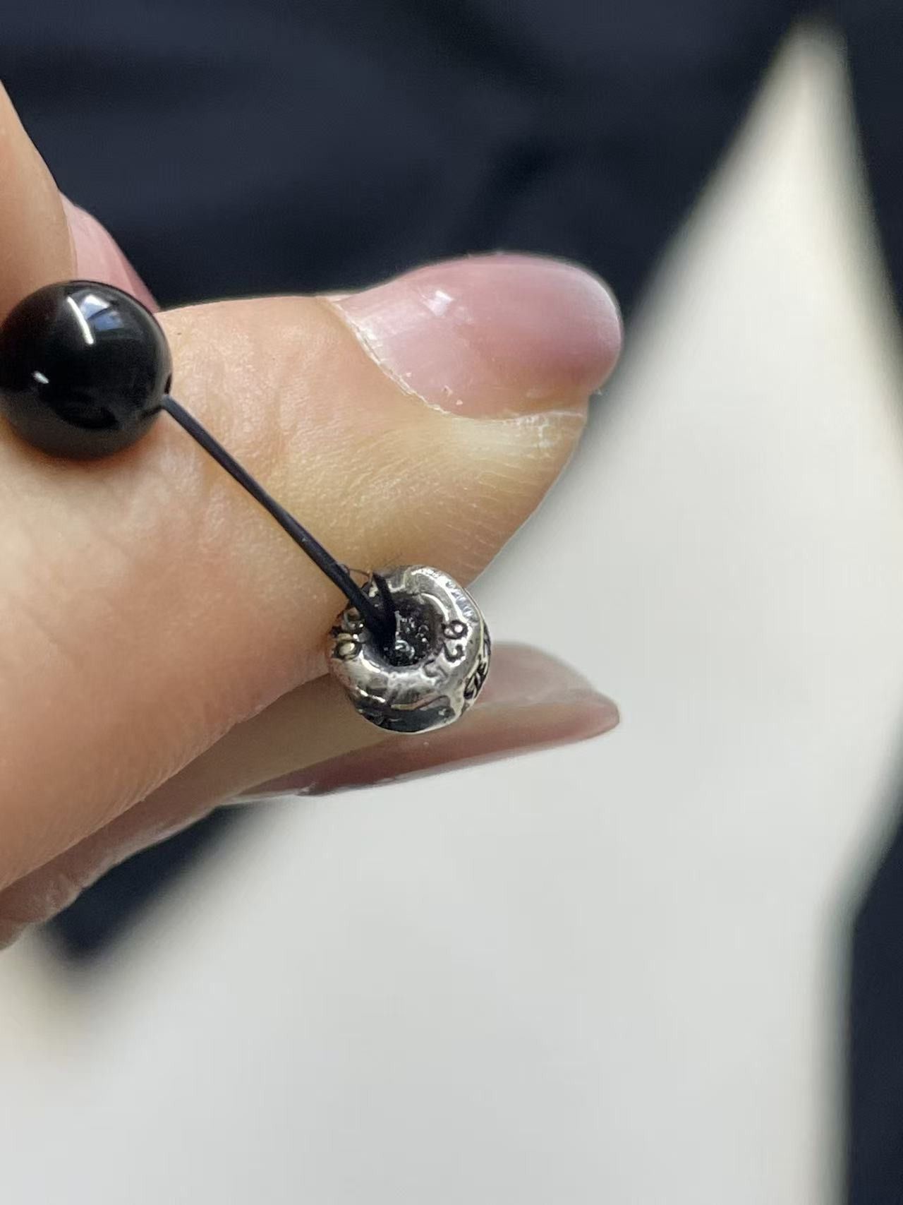 Chrome Hearts Chrome Hearts 6mm Obsidian Silver Dagger Beaded Bracelet Size ONE SIZE - 8 Thumbnail