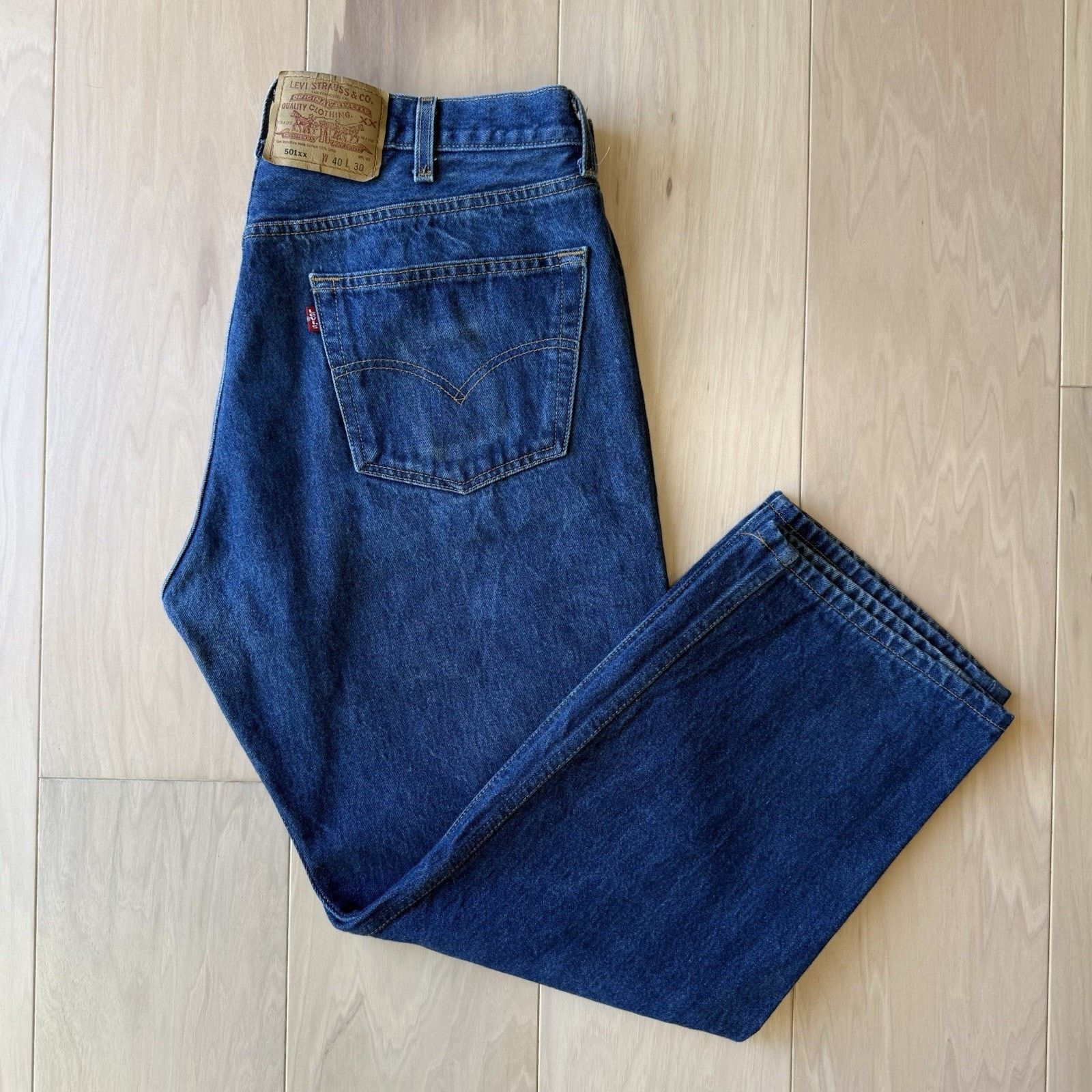 Levi's × Vintage Vintage Levis 501 Jeans 37 Blue Dark Wash Straight Denim Size US 37 - 2 Thumbnail