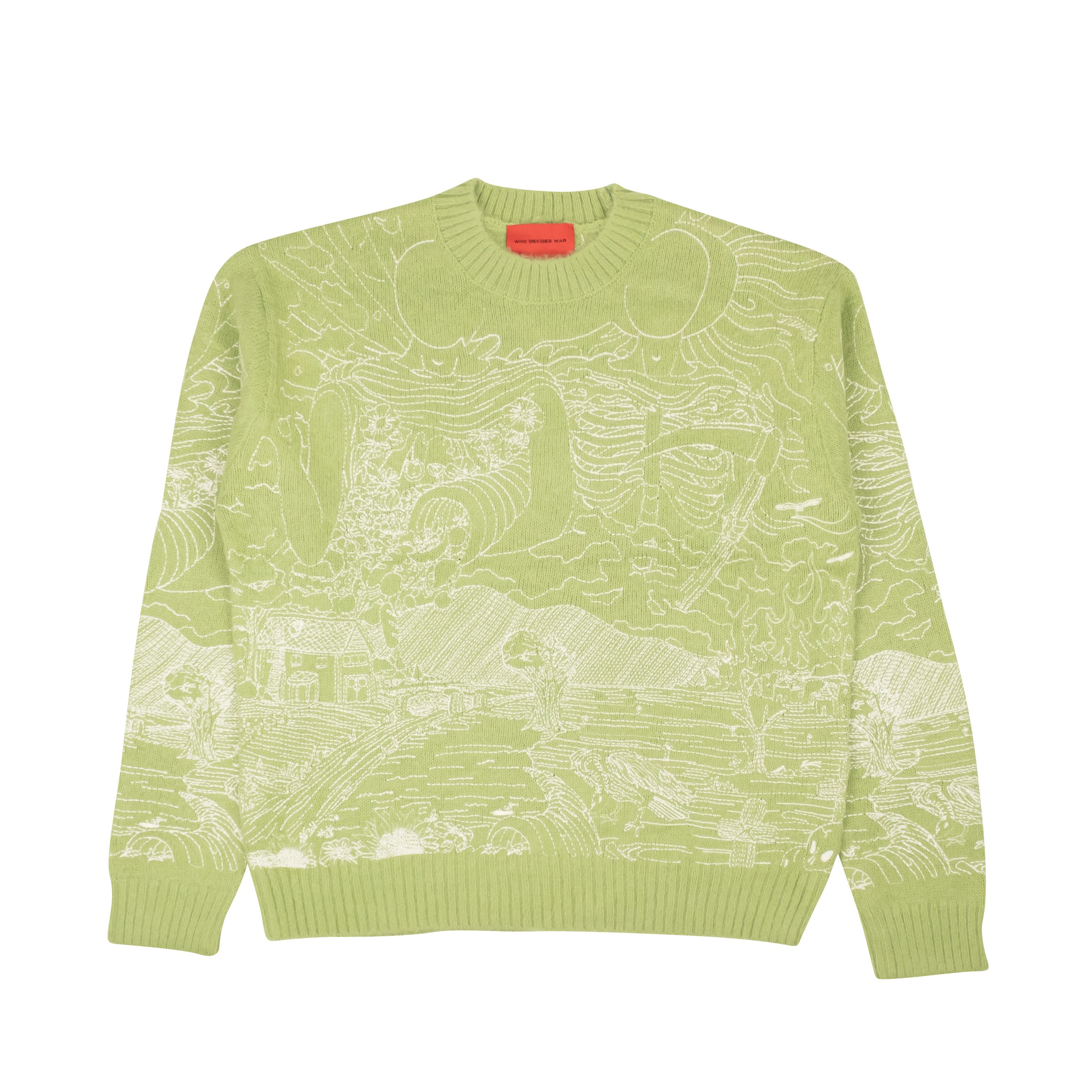 image of Who Decides War Sage Green Duality Crewneck Sweater Size L, Men's