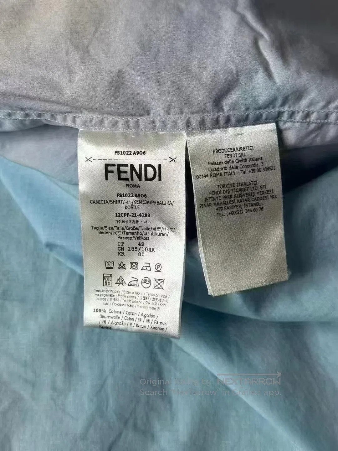 Fendi FENDI Blue Dip-Dye Tone-on-Tone Short Sleeve Shirt| Size US XS / EU 42 / 0 - 4 Thumbnail
