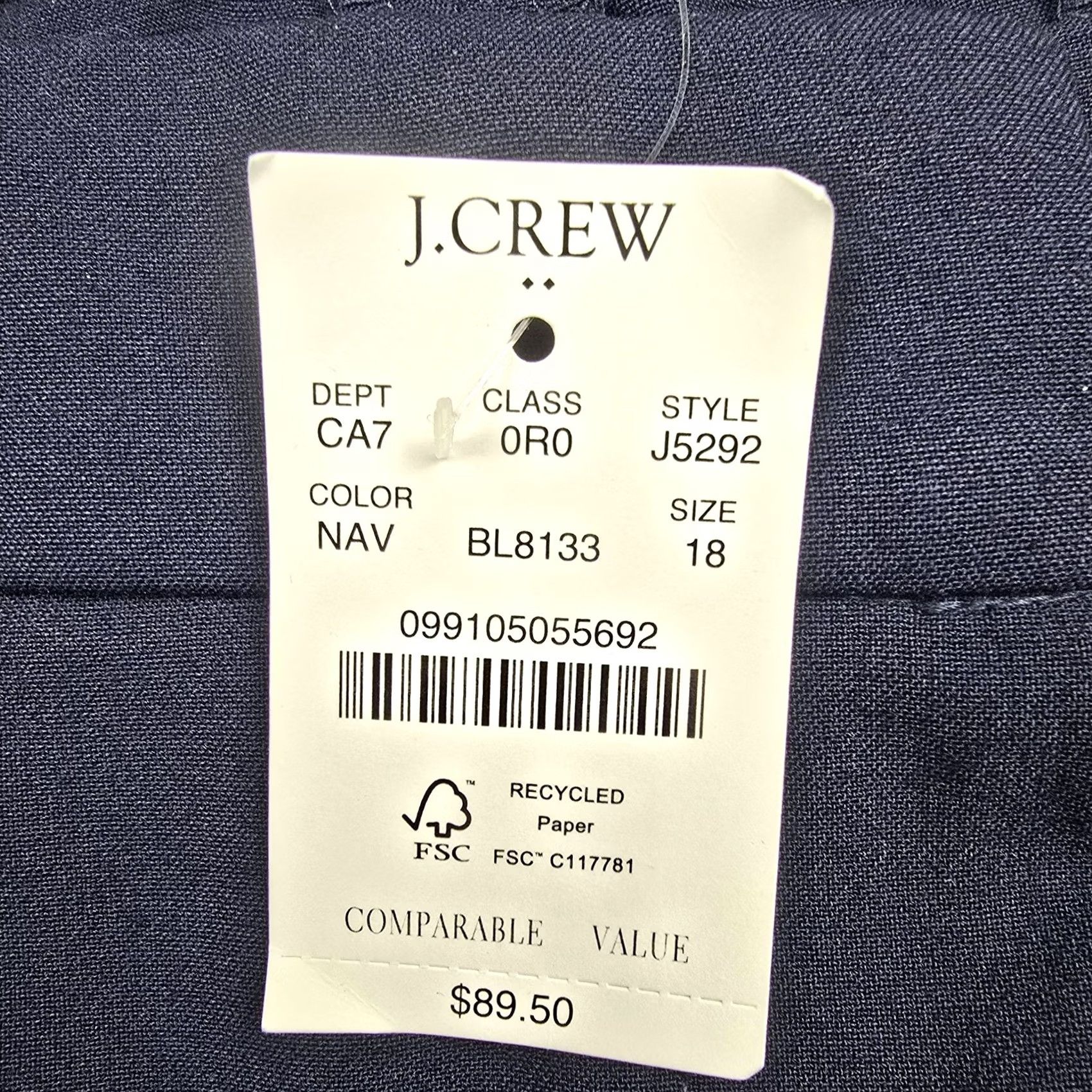 J.Crew J Crew Pants Womens 18 Navy Blue Twill Crop Stretch Dress Career Work Ruby New Size 40" / US 18 - 3 Thumbnail