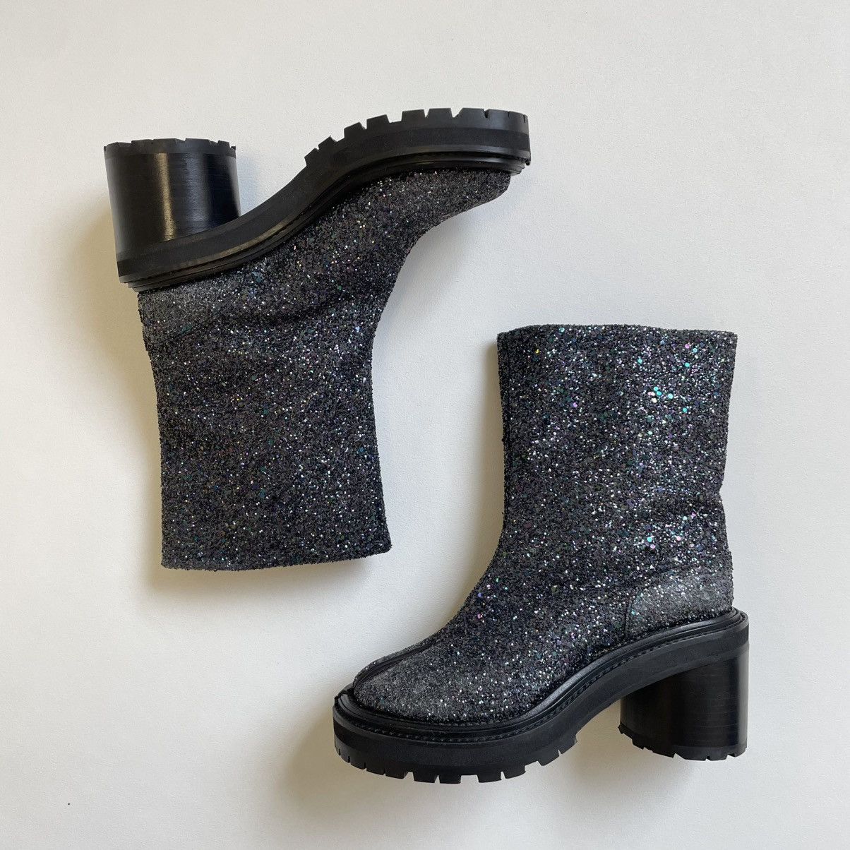 Maison Margiela A/W 19 High Heel Glitter Hunter Tabi Boots Size US 7 / IT 37 - 22 Thumbnail
