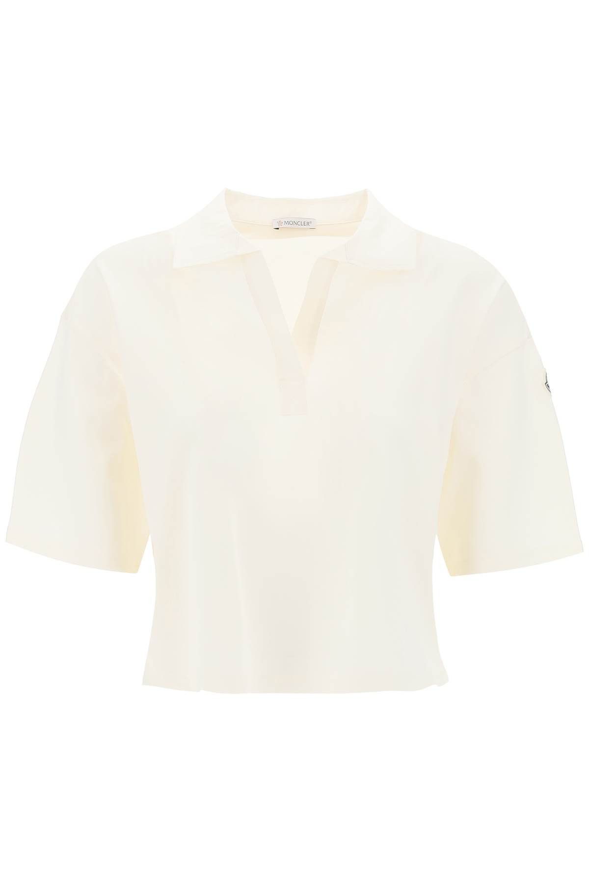 image of Moncler Polo Shirt With Poplin Inserts in Natural, Women's (Size Small)