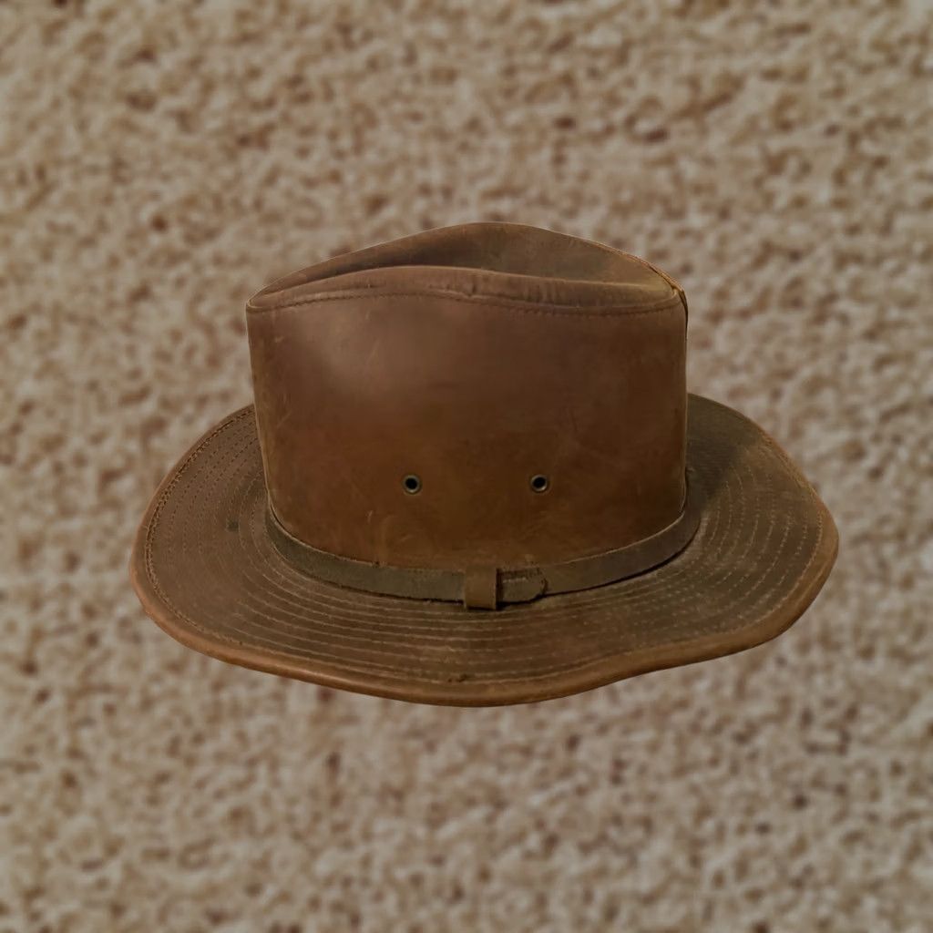 Vintage VINTAGE Henschel Hat Cowboy Leather Outback Hat Adult S Brown USA Size ONE SIZE - 1 Thumbnail