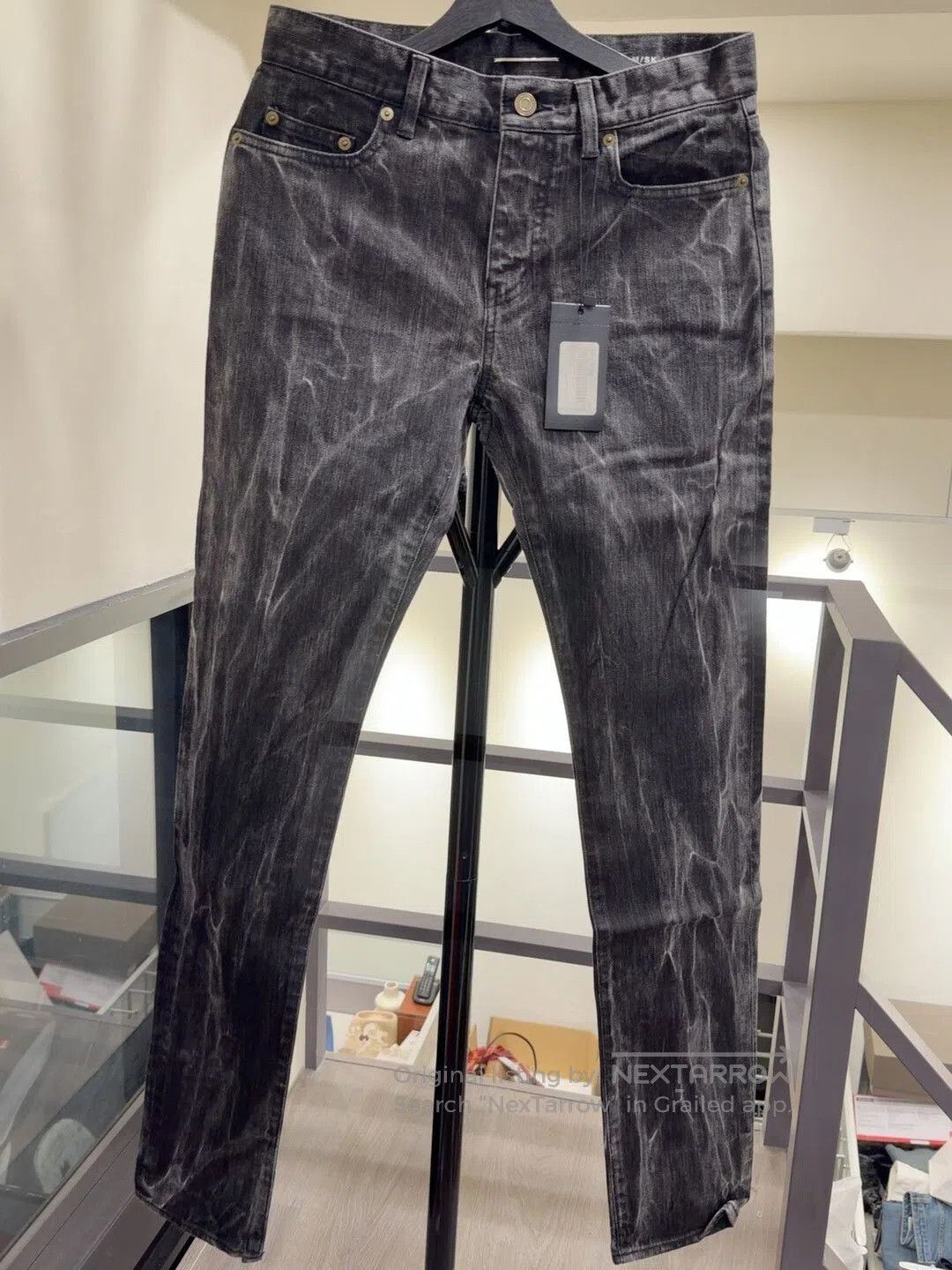 Saint Laurent Paris Saint Laurent Black Wave Denim Pants. Size US 29 - 1 Thumbnail