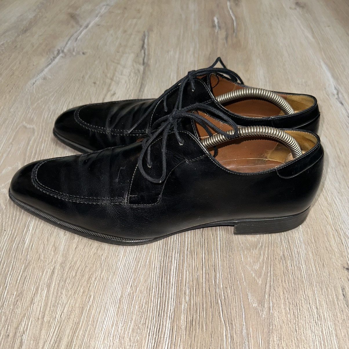 A. Testoni Men’s Black Leather Apron Toe Lace Up Size 9.5