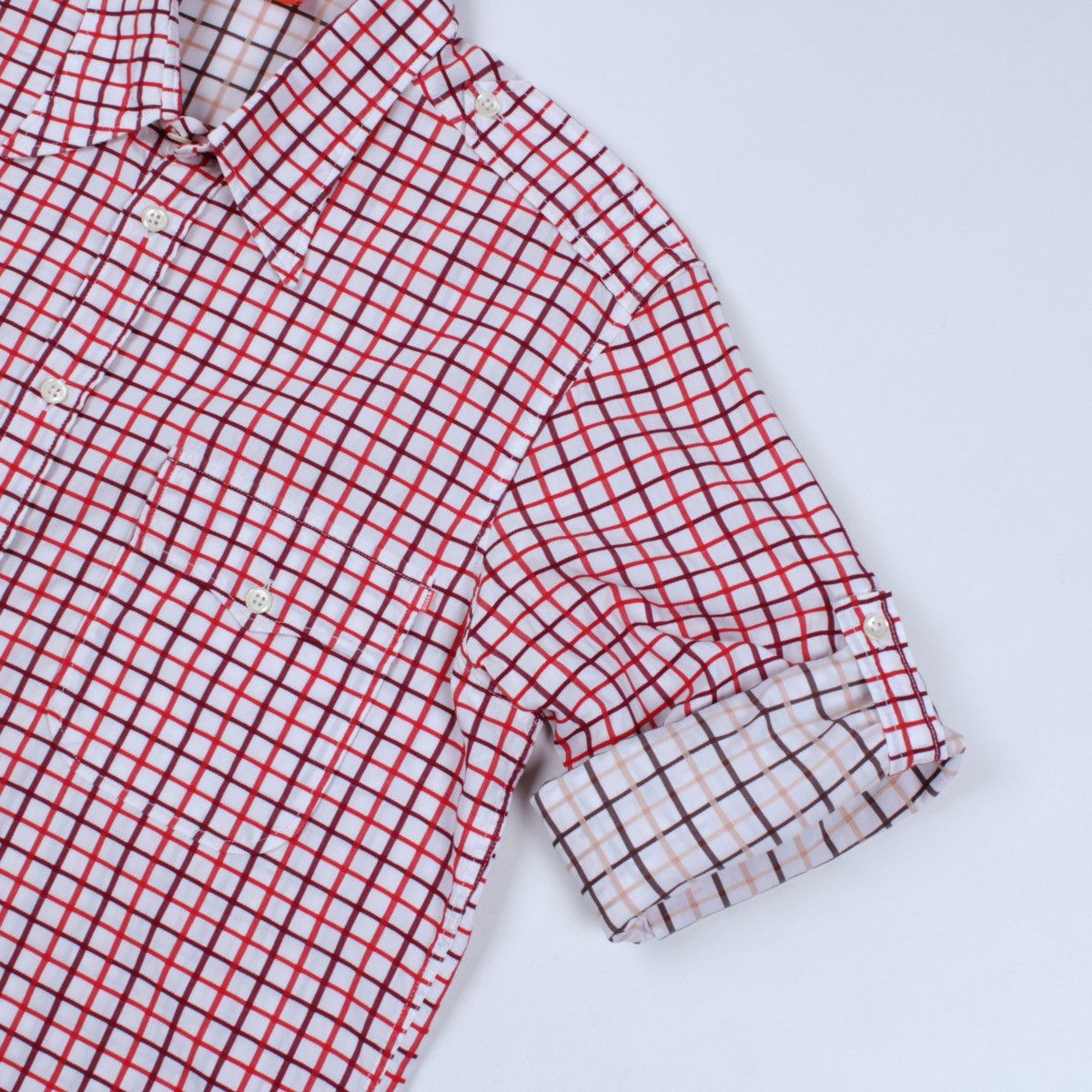 Hugo Boss × Vintage HUGO BOSS Orange Vintage White Red Plaid Long Sleeve Shirt Size US L / EU 52-54 / 3 - 7 Thumbnail