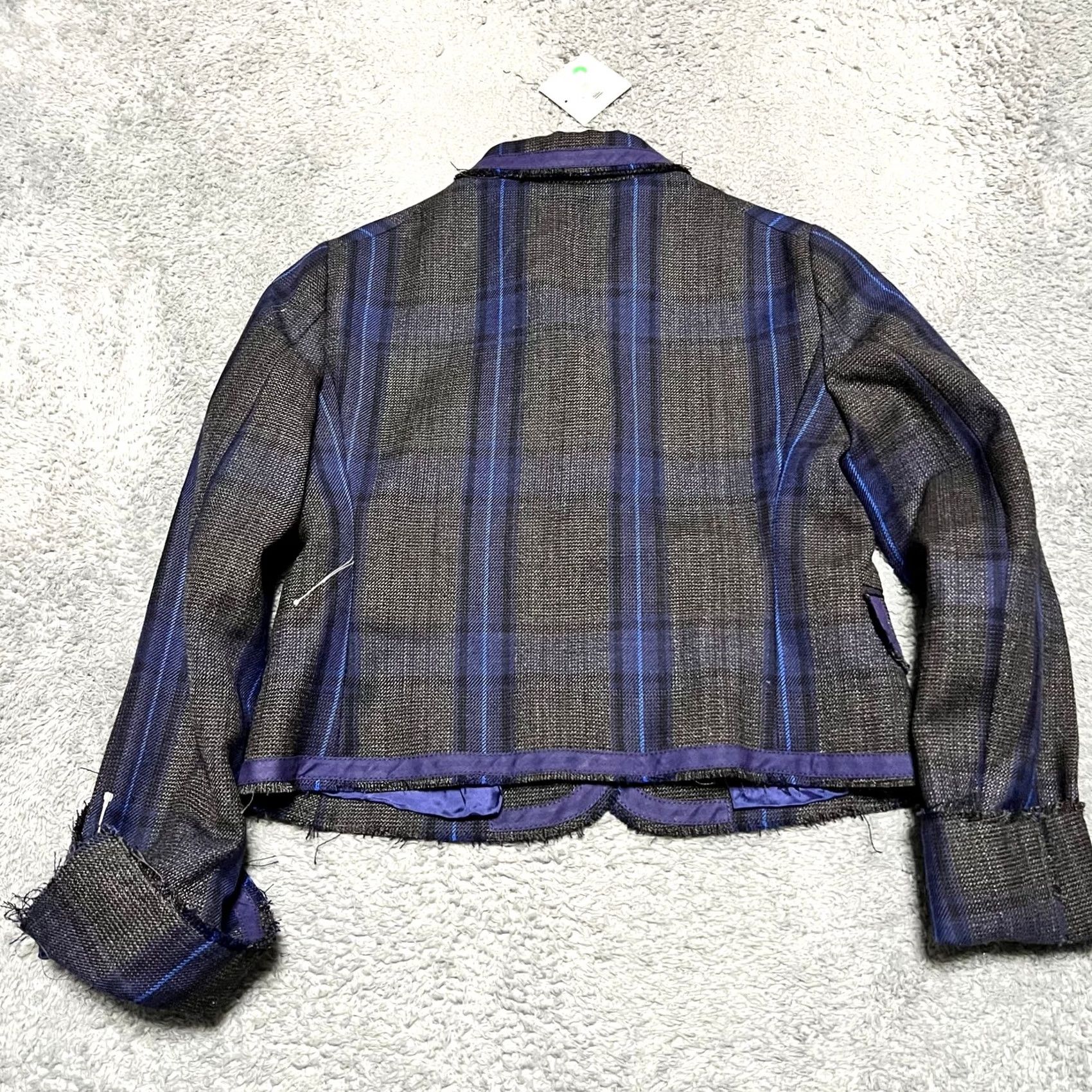 Moschino Moschino Plaid Blazer Womens 10 Jacket Cropped Snap Wool Punk Blue US 42 Italy Wool Blazer Womens Size L / US 10 / IT 46 - 5 Thumbnail