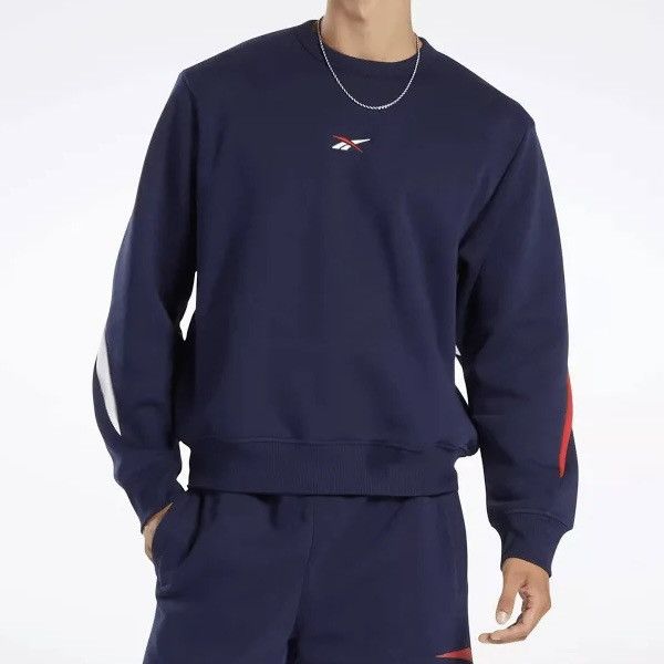 Reebok 🌿Reebok Classics Brand Proud Crew Relaxed Sweatshirt - Navy🌿 Size US XL / EU 56 / 4 - 1 Thumbnail