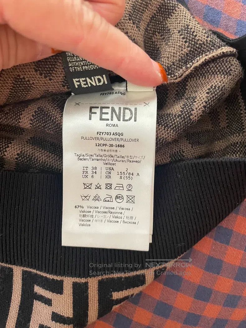 Fendi Fendi FF Pattern Round Neck Knit Woolen Sweater - Black Size XS / US 0-2 / IT 36-38 - 4 Thumbnail