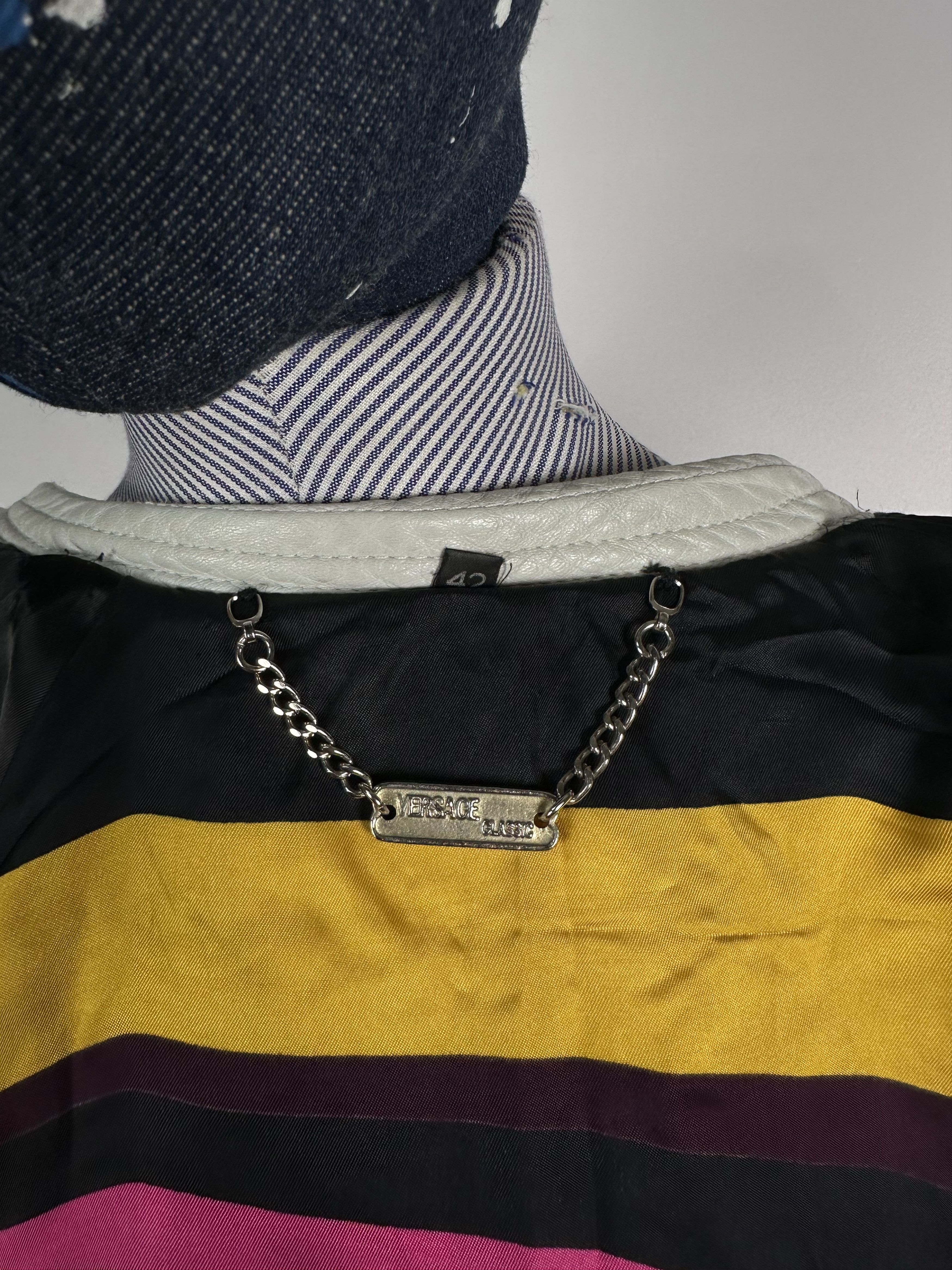 Versace × Vintage Versace v2 Vintage Leather Double Breasted Coat Jacket Size M / US 6-8 / IT 42-44 - 15 Thumbnail