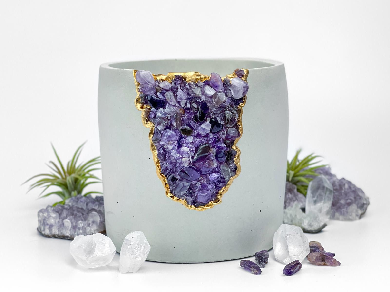 Other Large Geode Planter, AMETHYST Succulent 5 inch Concrete POT Size ONE SIZE - 3 Thumbnail