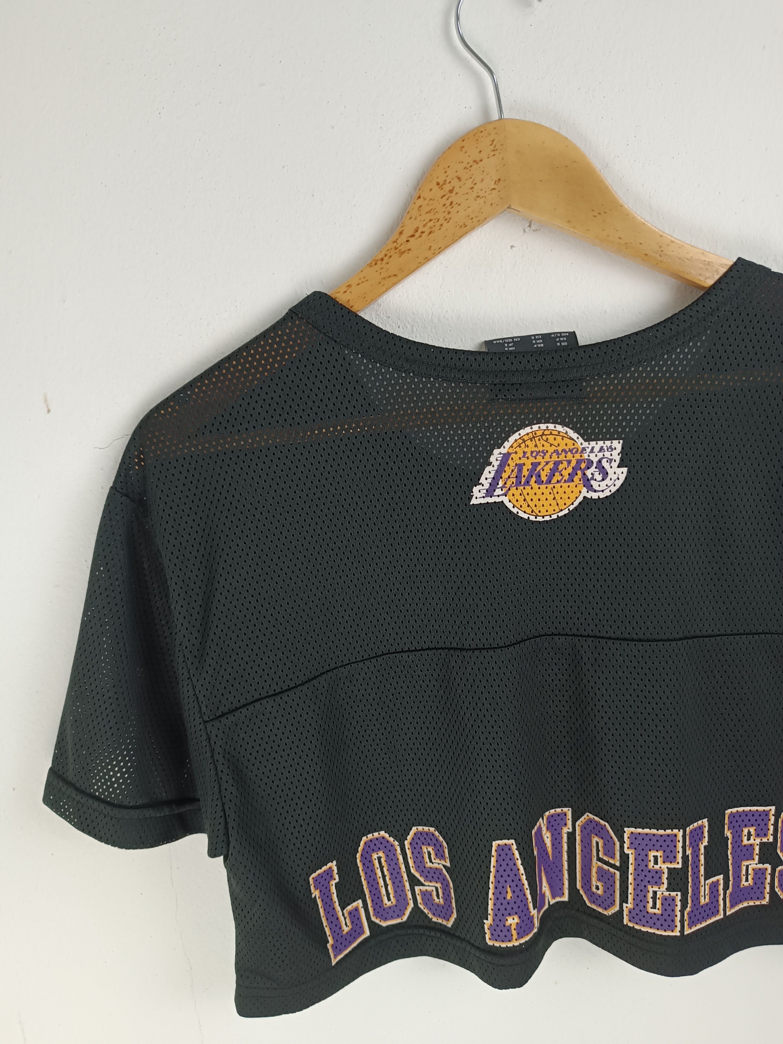 NBA VINTAGE Y2K LA LAKERS MESH NET CROP TOP NBA NFL MLB SPORTS Size S / US 4 / IT 40 - 11 Thumbnail