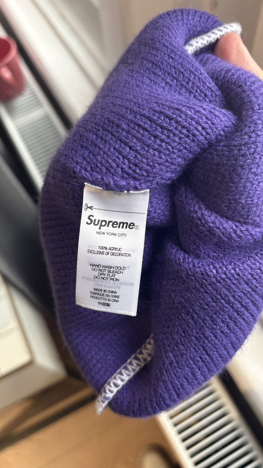 Supreme Supreme Contrast Stitch Beanie ‘Purple’ Fall/Winter 2022 Size ONE SIZE - 6 Thumbnail