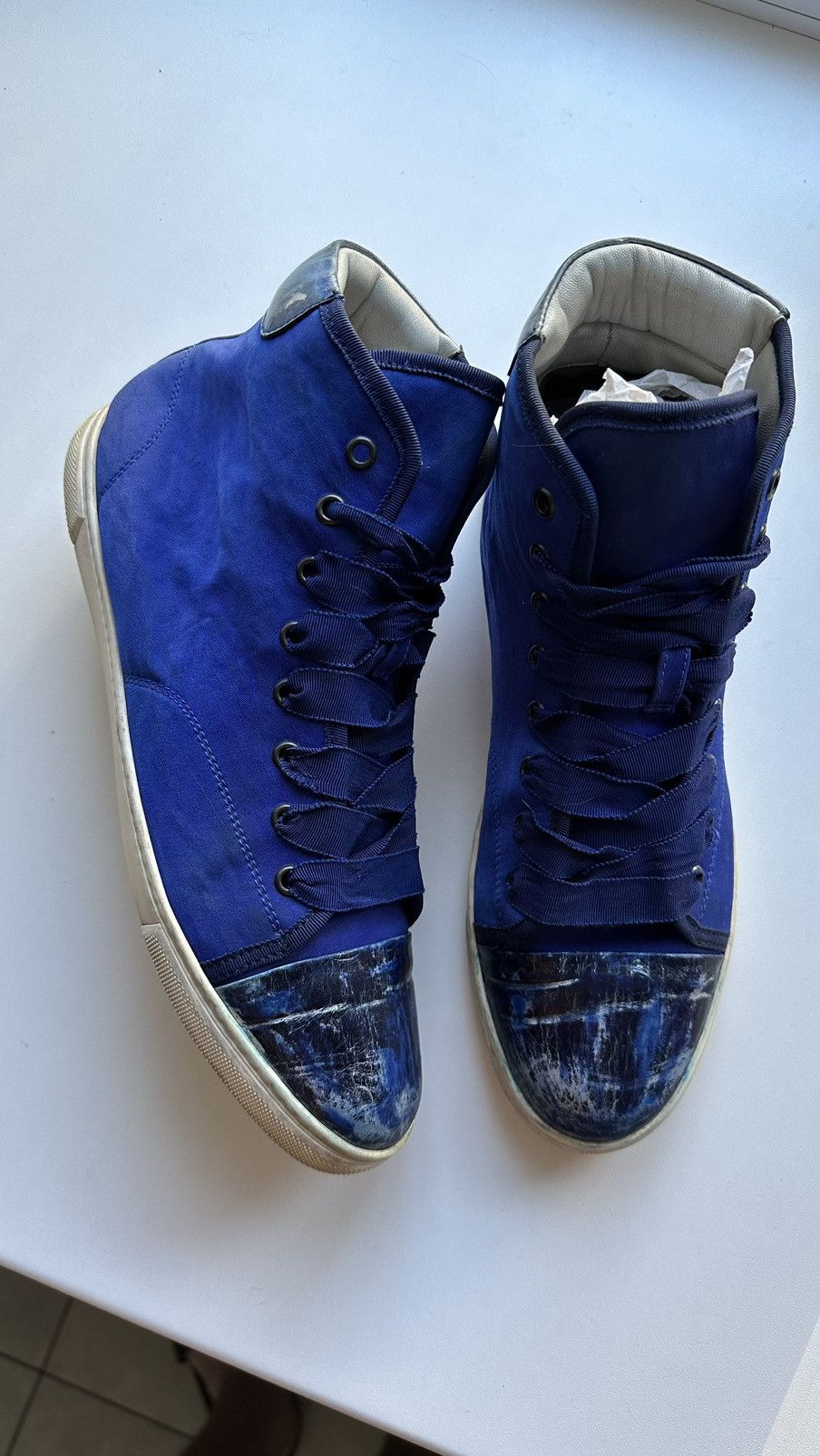 Lanvin Lanvin Nylon & Leather Blue High Top Sneakers Italy Size 41 Size US 8 / EU 41 - 2 Thumbnail