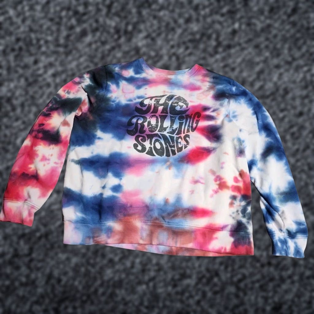 Vintage Vintage Rolling Stones Crewneck Sweatshirt Tie Dye Womens XL Cotton Blend Oversized Pullover Fleece Thrash Style Size XL / US 12-14 / IT 48-50 - 1 Thumbnail