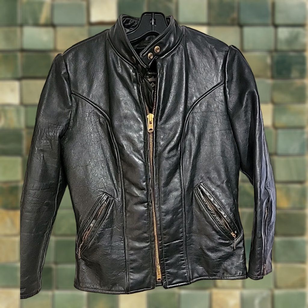 Vintage VINTAGE Passaic Leather Jacket Womens 10 Black Motorcycle Biker Cafe Racer Jacket Woman Regular Long Sleeve Zip Size L / US 10 / IT 46 - 1 Thumbnail