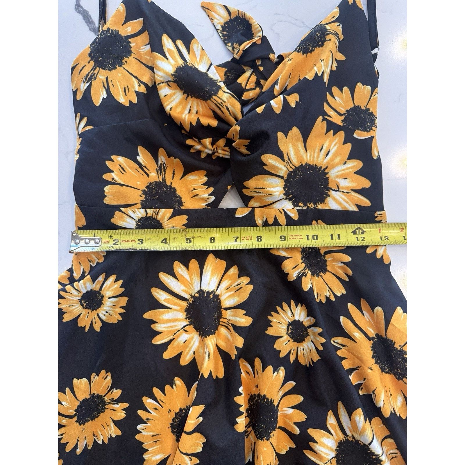 Shein SHEIN Sunflower Floral Mini Dress Womens XL Black Yellow Size XL / US 12-14 / IT 48-50 - 4 Thumbnail