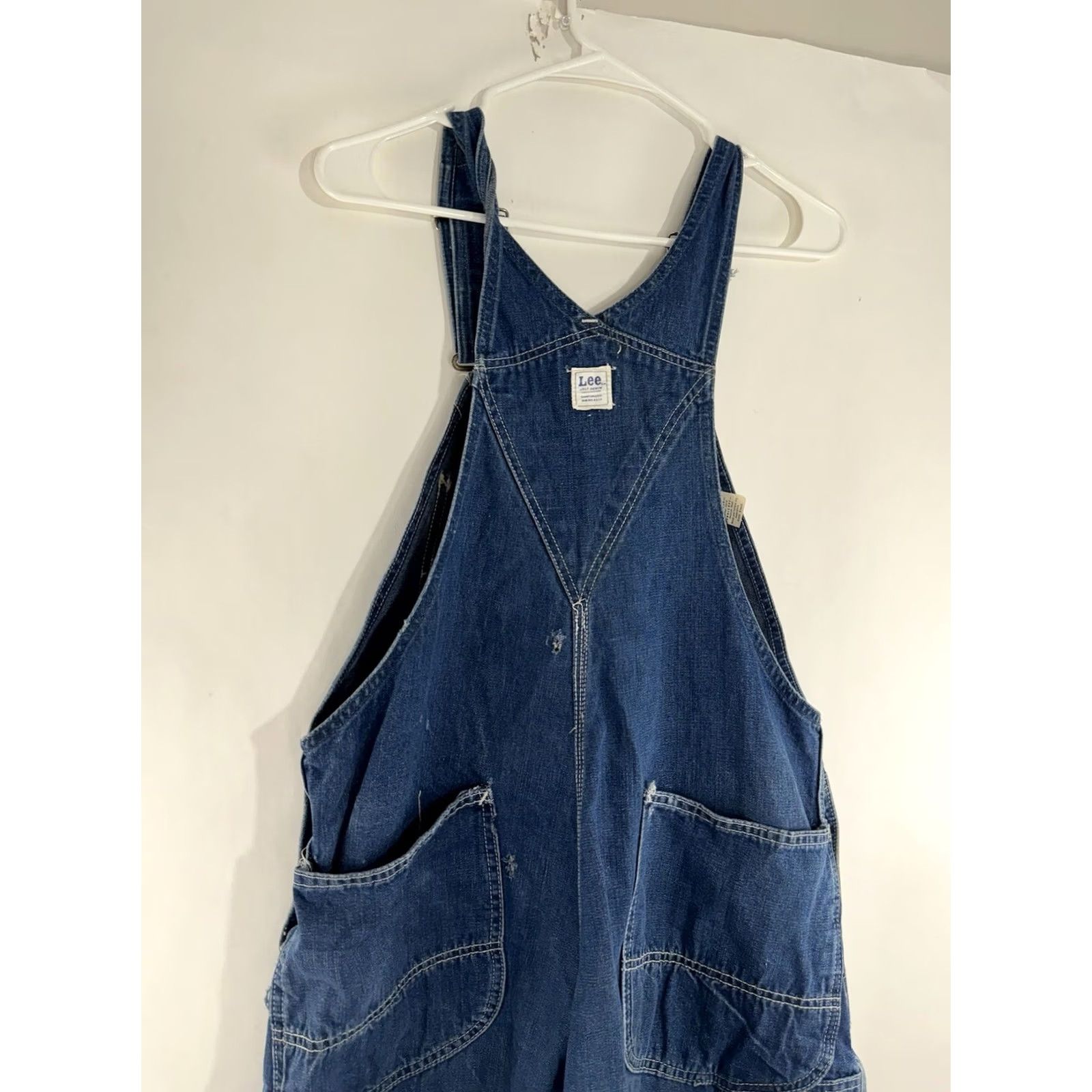 Lee VINTAGE LEE SANFORIZED UNION MADE USA Denim Overalls 36 x 29 Distressed Blue Mens Size US 36 / EU 52 - 6 Thumbnail