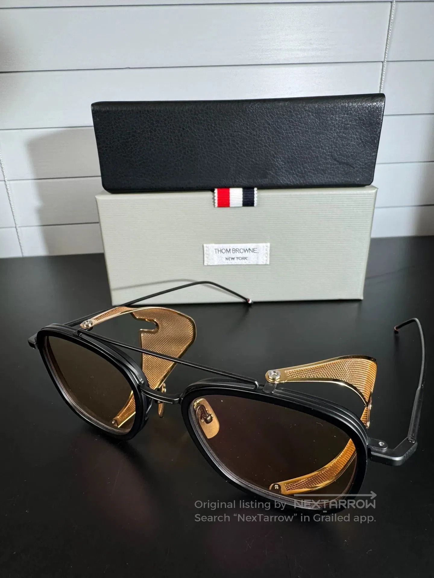 Thom Browne thom browne tb-808 sunglasses with gold accents. Size ONE SIZE - 8 Thumbnail
