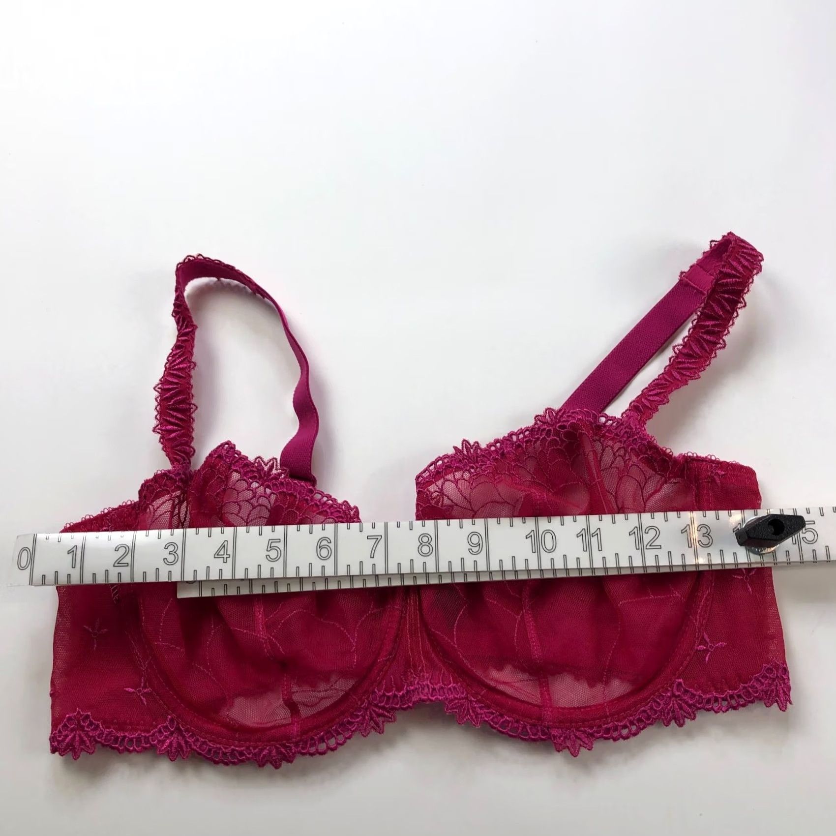 Vintage Chantelle Bra 36DD Underwired Lace Unlined Floral Orange Pink Full Coverage Womens DD Cup 90s Theme Ladies Size ONE SIZE - 4 Thumbnail