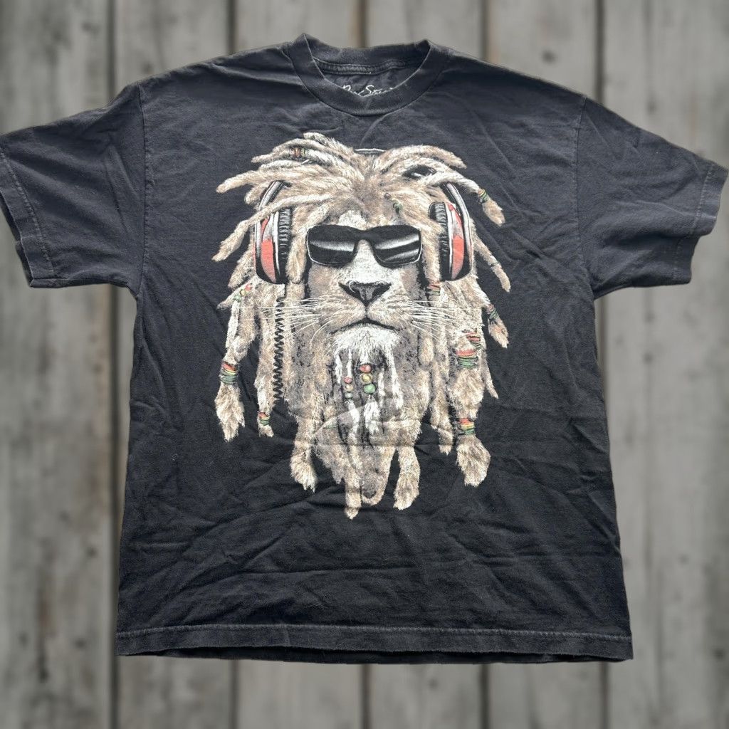Vintage Real Street Rasta Lion Shirt Mens XL Black Graphic Tee Crew Neck Short Sleeve Size US XL / EU 56 / 4 - 1 Thumbnail