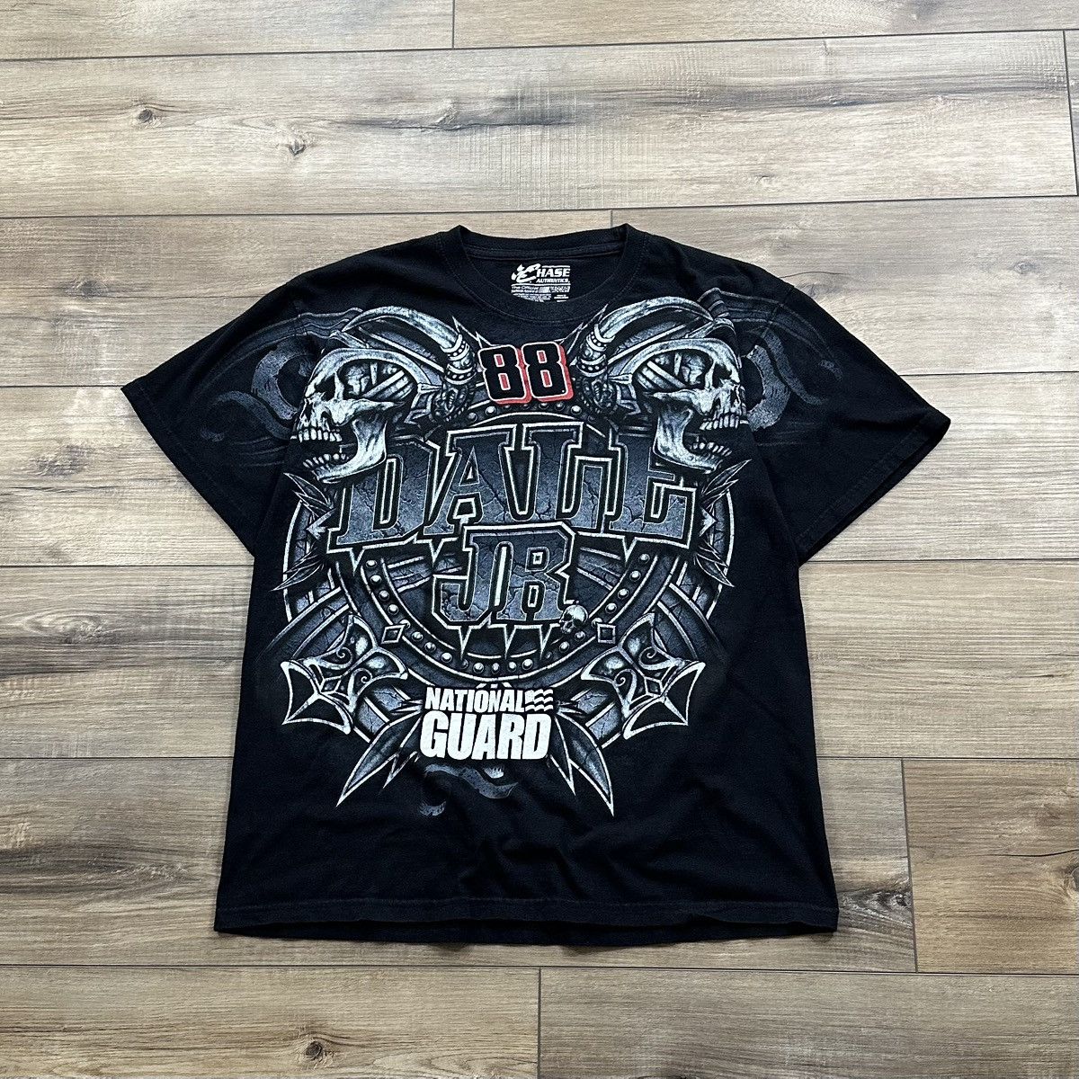 NASCAR Vintage 2000s Y2K NASCAR Dale Jr. Skull Grunge Graphic Tee Size US L / EU 52-54 / 3 - 1 Thumbnail