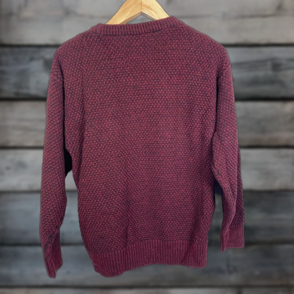 Vintage VINTAGE 90s Textured Knit Sweater Mens Large Red Black Geometric Pattern Dad Style Pullover Knit Heavyweight Crew Neck Casual Size US L / EU 52-54 / 3 - 1 Thumbnail