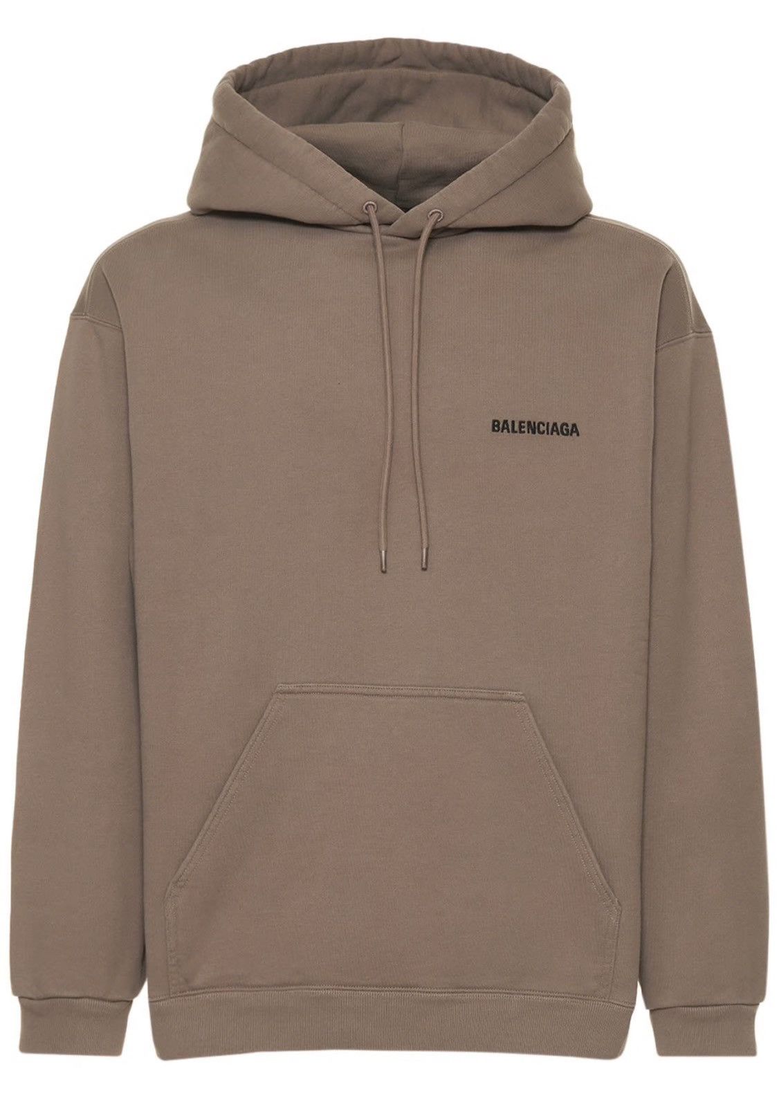 image of Balenciaga Logo Embroidery Cotton Hoodie in Taupe, Men's (Size XL)