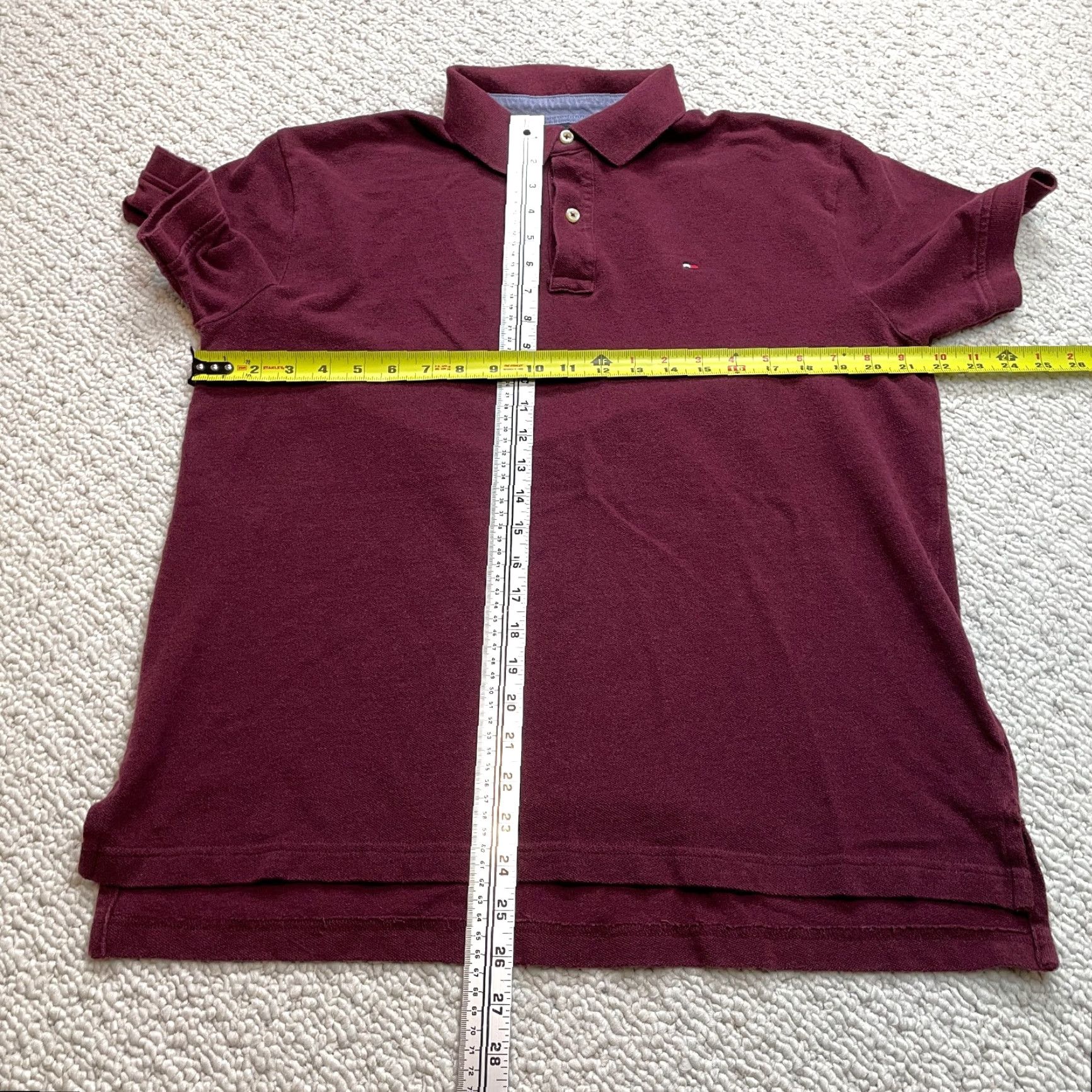 Tommy Hilfiger Tommy Hilfiger Polo Shirt Mens L Dark Red Classic Fit Knit Cotton Short Sleeve Button Collared Logo Shirt Casual Rugby Golf Modern 90s? Size US L / EU 52-54 / 3 - 4 Thumbnail