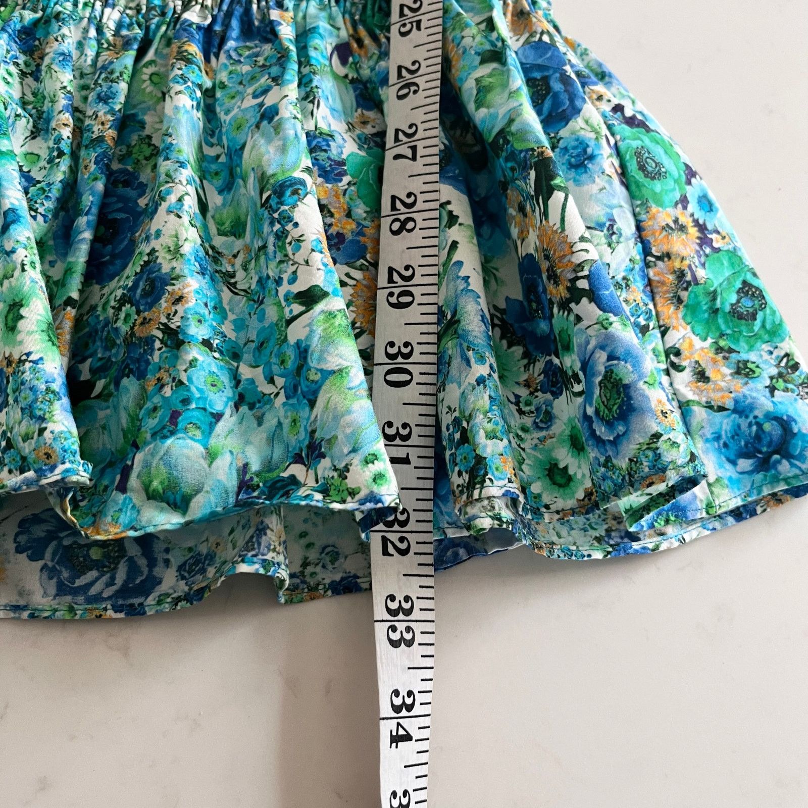Zara Zara Blue Floral Print Smocked Square Neck Mini Dress Size XS / US 0-2 / IT 36-38 - 11 Thumbnail