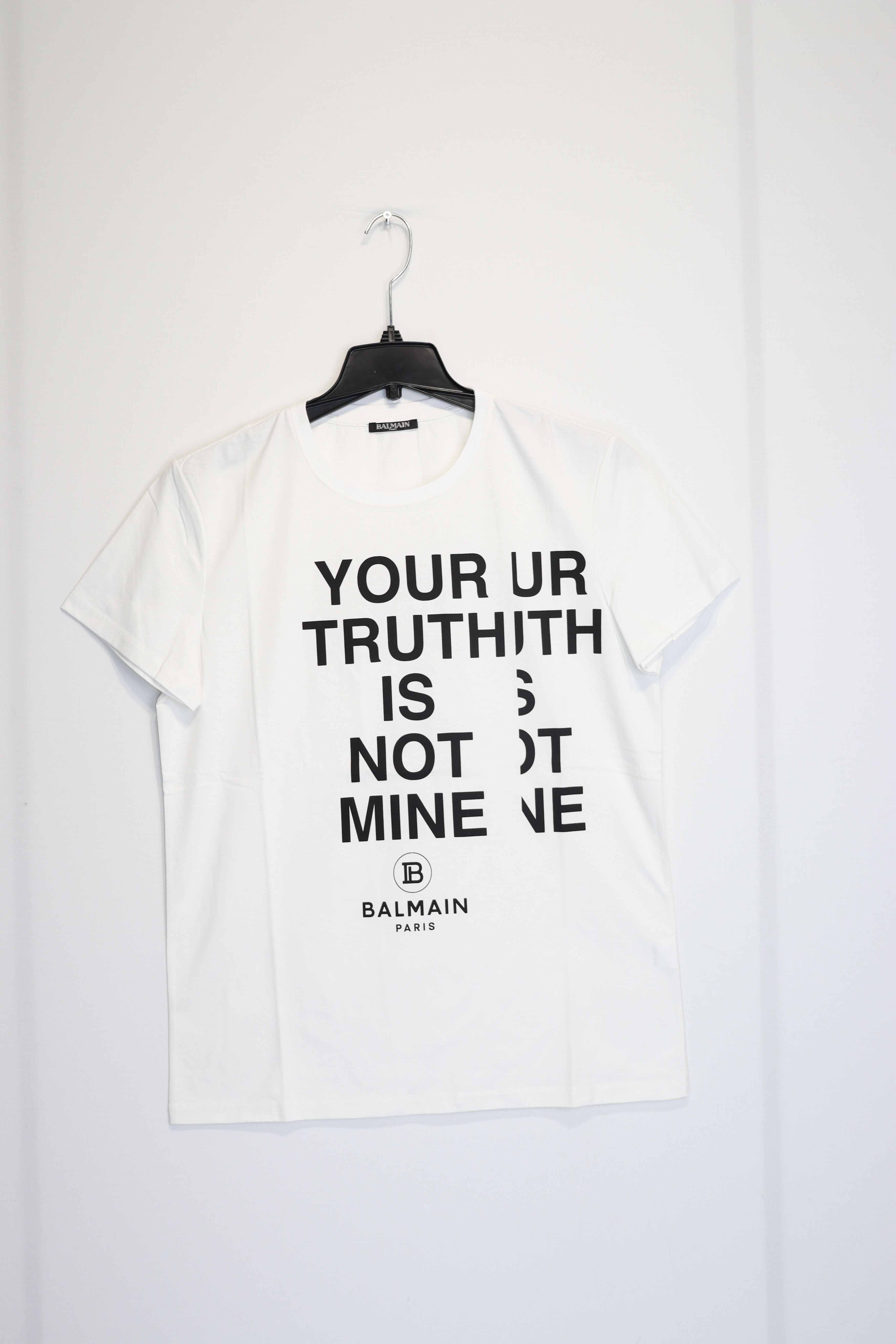 Balmain o1rshd1 " Your Truth in not Mine " T-Shirt in White Size US M / EU 48-50 / 2 - 2 Thumbnail